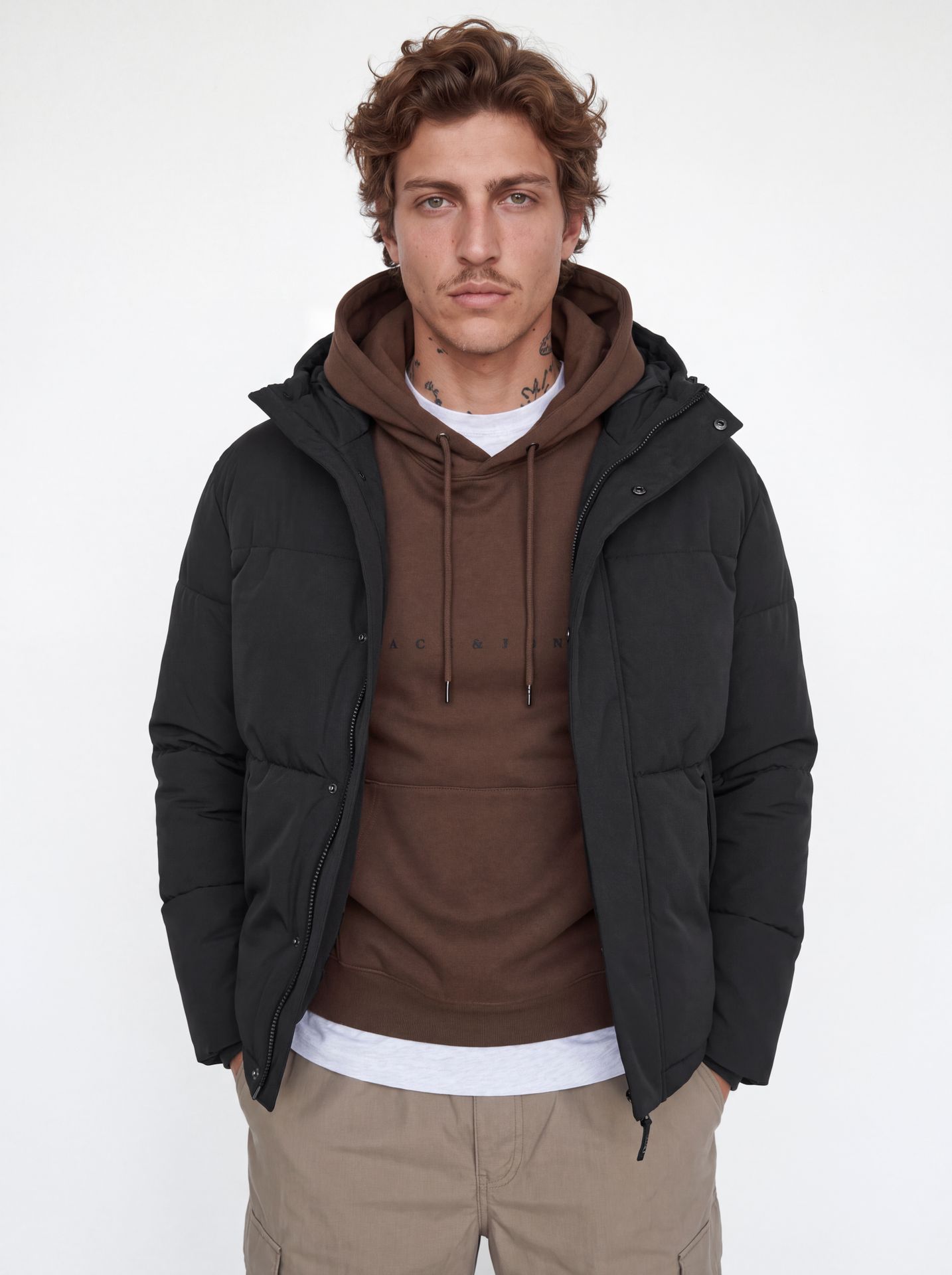 Jack & Jones JJESOHO PUFFER HOOD AW26 SN Black 2900168613037