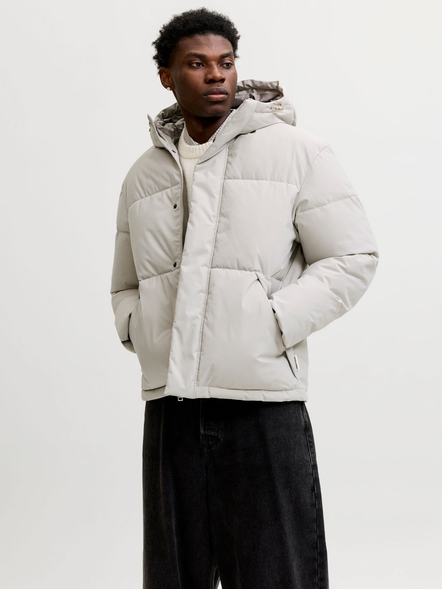 Jack & Jones JJESOHO PUFFER HOOD AW26 SN Dove 2900168606022