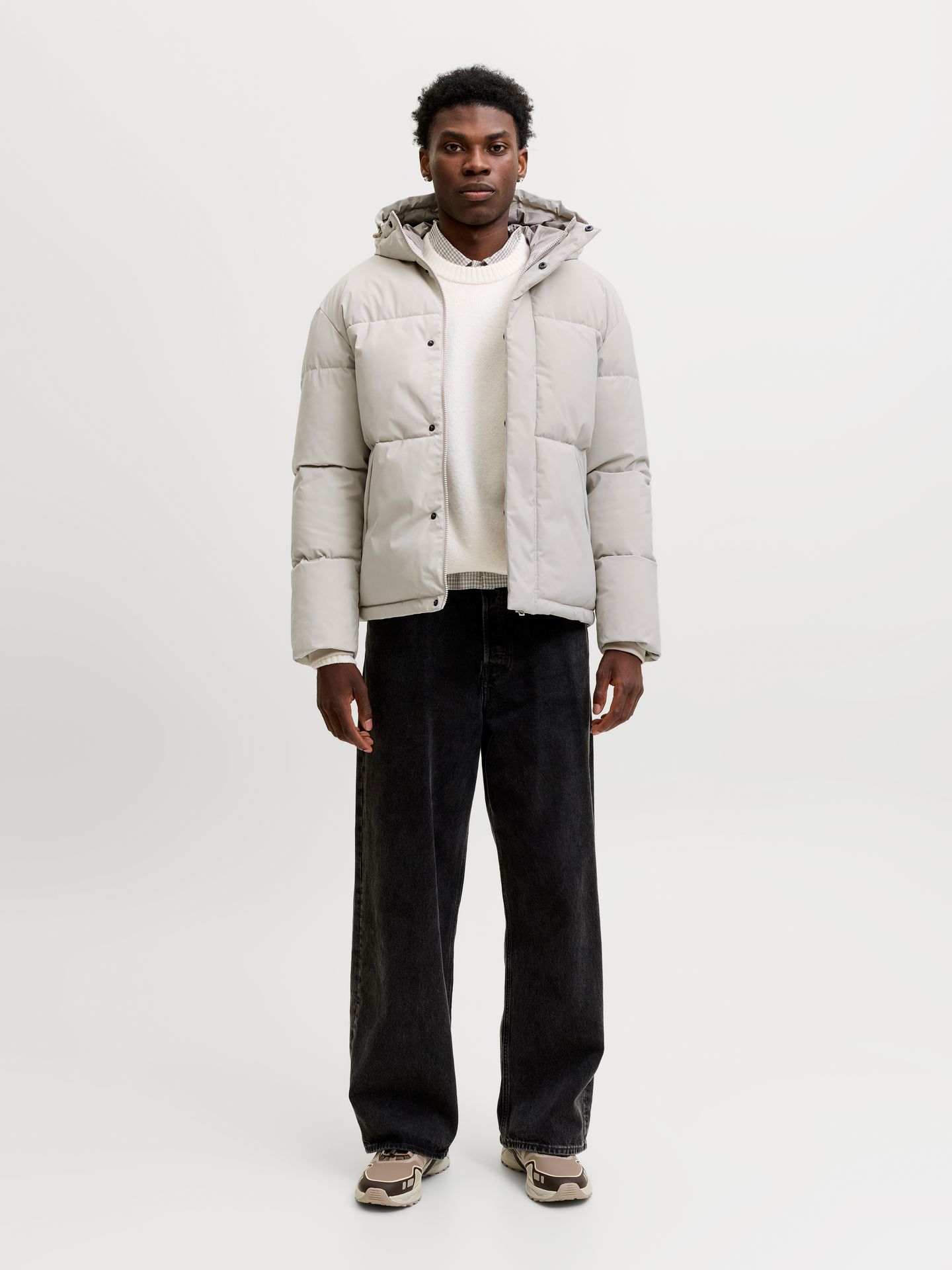 Jack & Jones JJESOHO PUFFER HOOD AW26 SN Dove 2900168606022