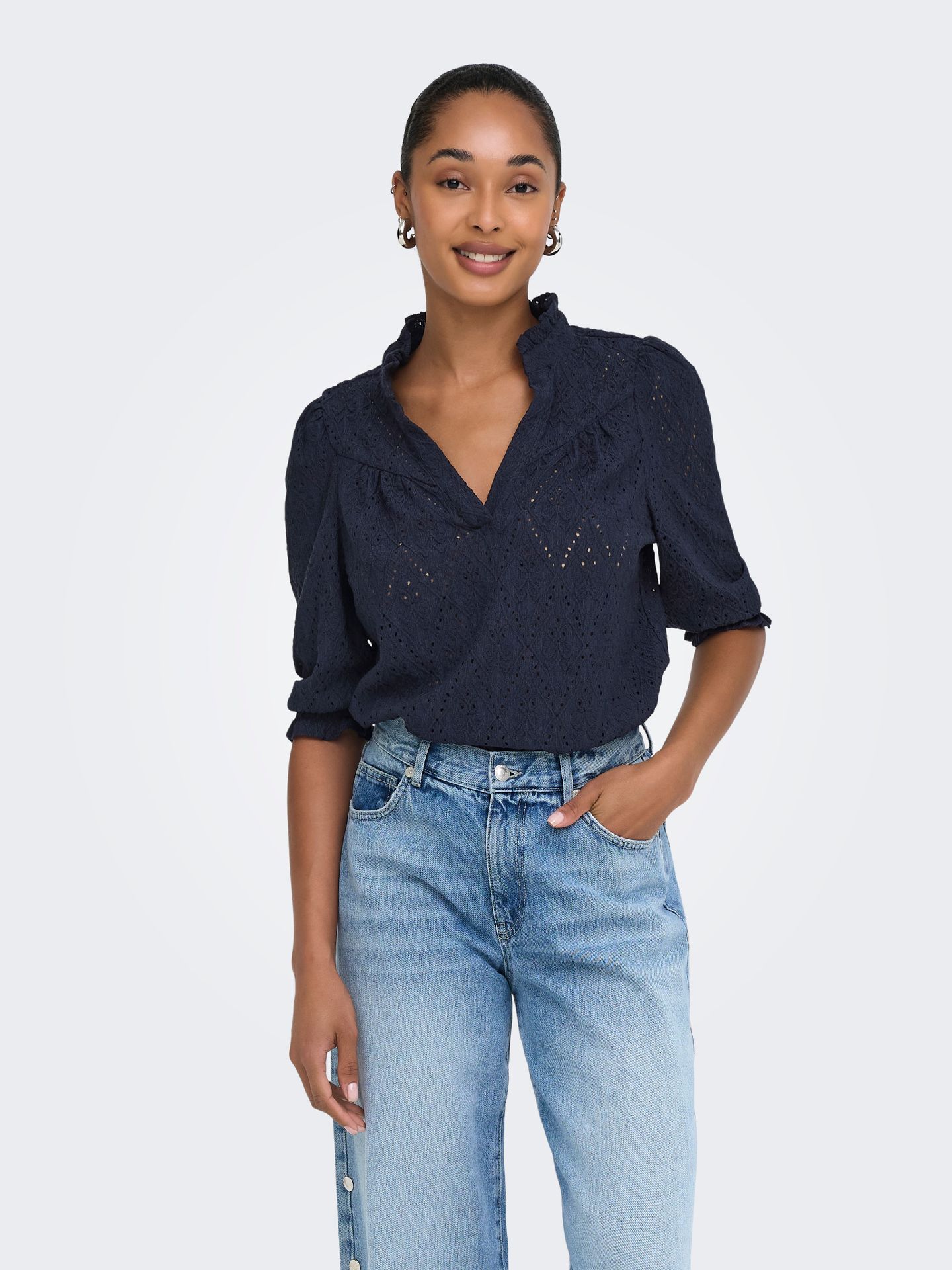 Only ONLZIGGY S/S FRILL TOP CC JRS Night Sky 2900168607029