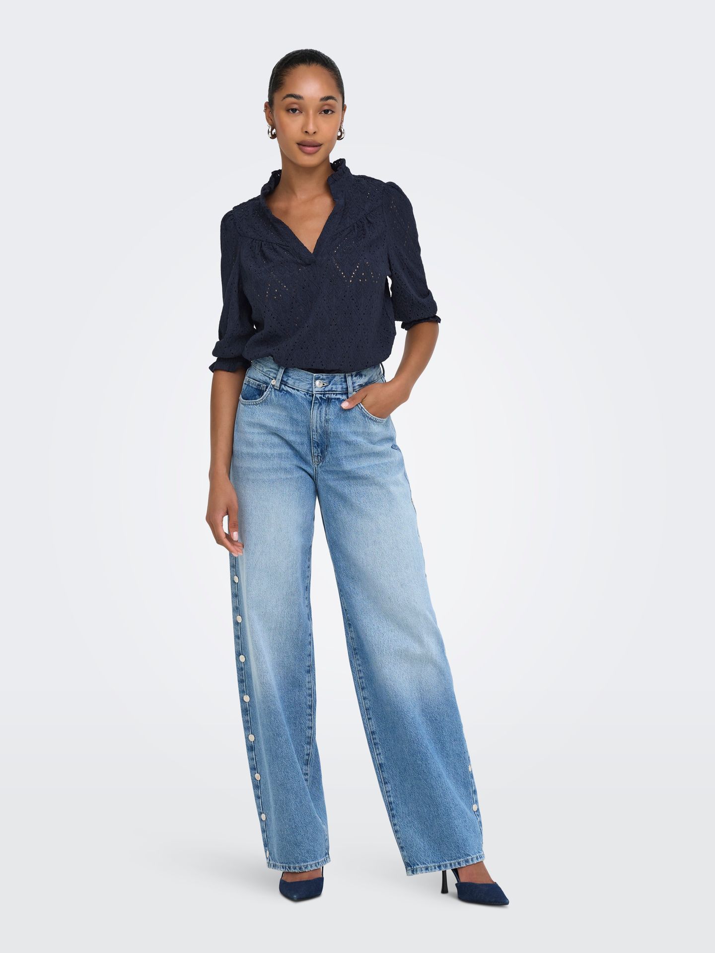 Only ONLZIGGY S/S FRILL TOP CC JRS Night Sky 2900168607029