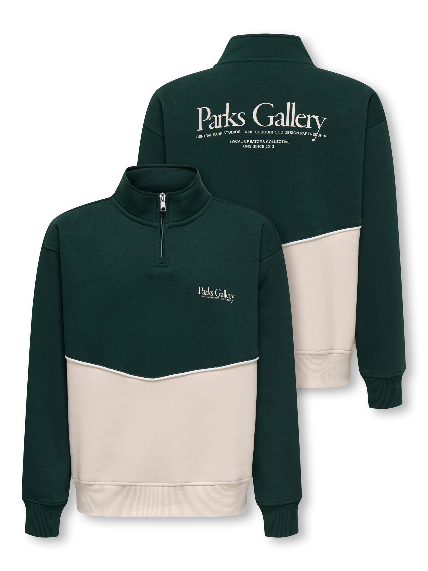 Only & Sons OSJCERES RLX HALF ZIP PARKS HIGH NE Moonbeam/PINE GROVE 2900168610036