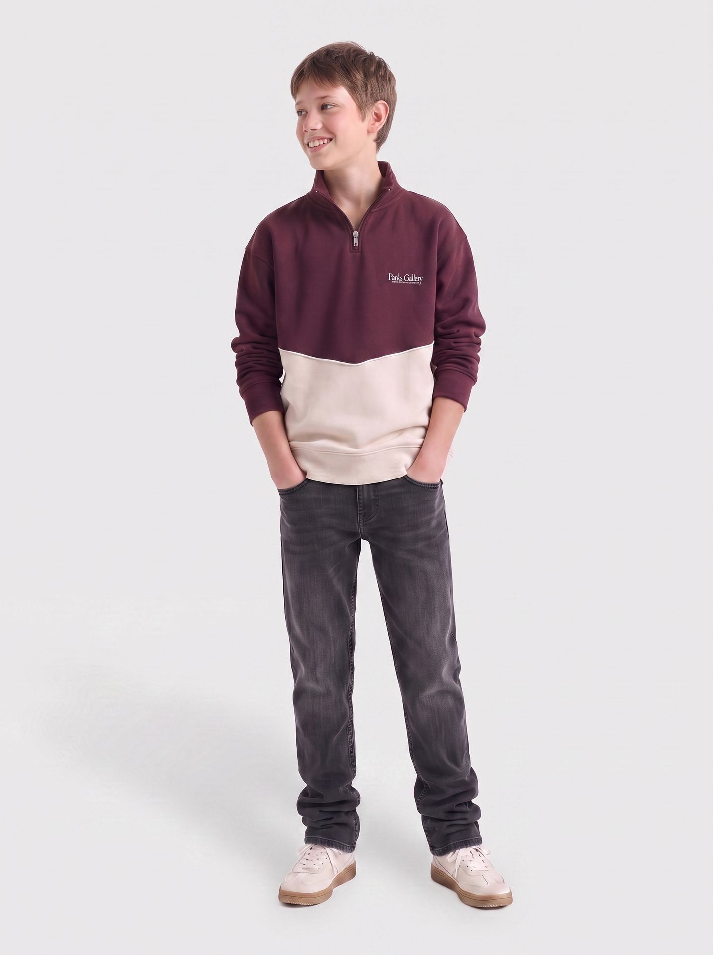 Only & Sons Junior OSJCERES RLX HALF ZIP PARKS HIGH NE Moonbeam/PORT ROYALE 2900168611026