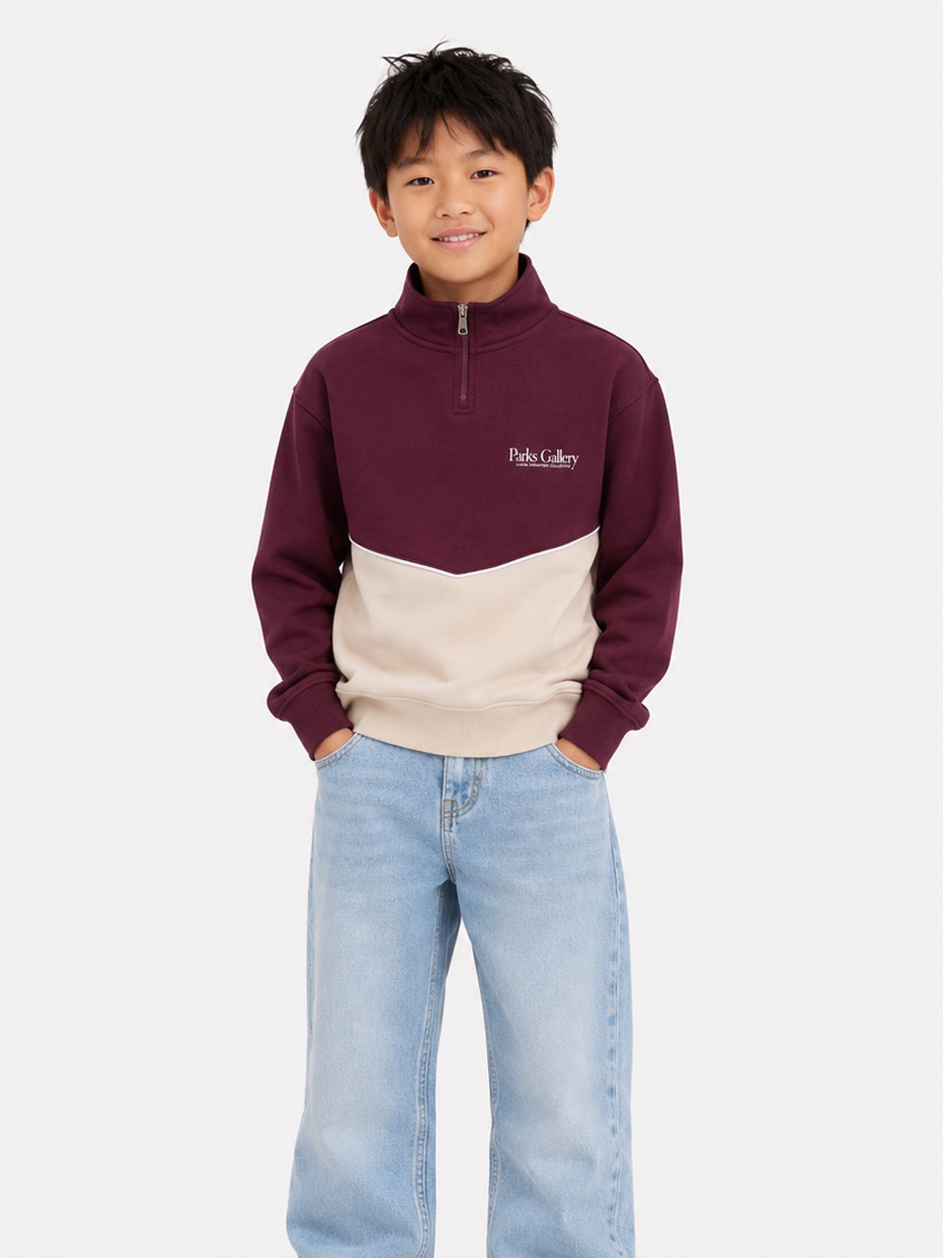 Only & Sons Junior OSJCERES RLX HALF ZIP PARKS HIGH NE Moonbeam/PORT ROYALE 2900168611026