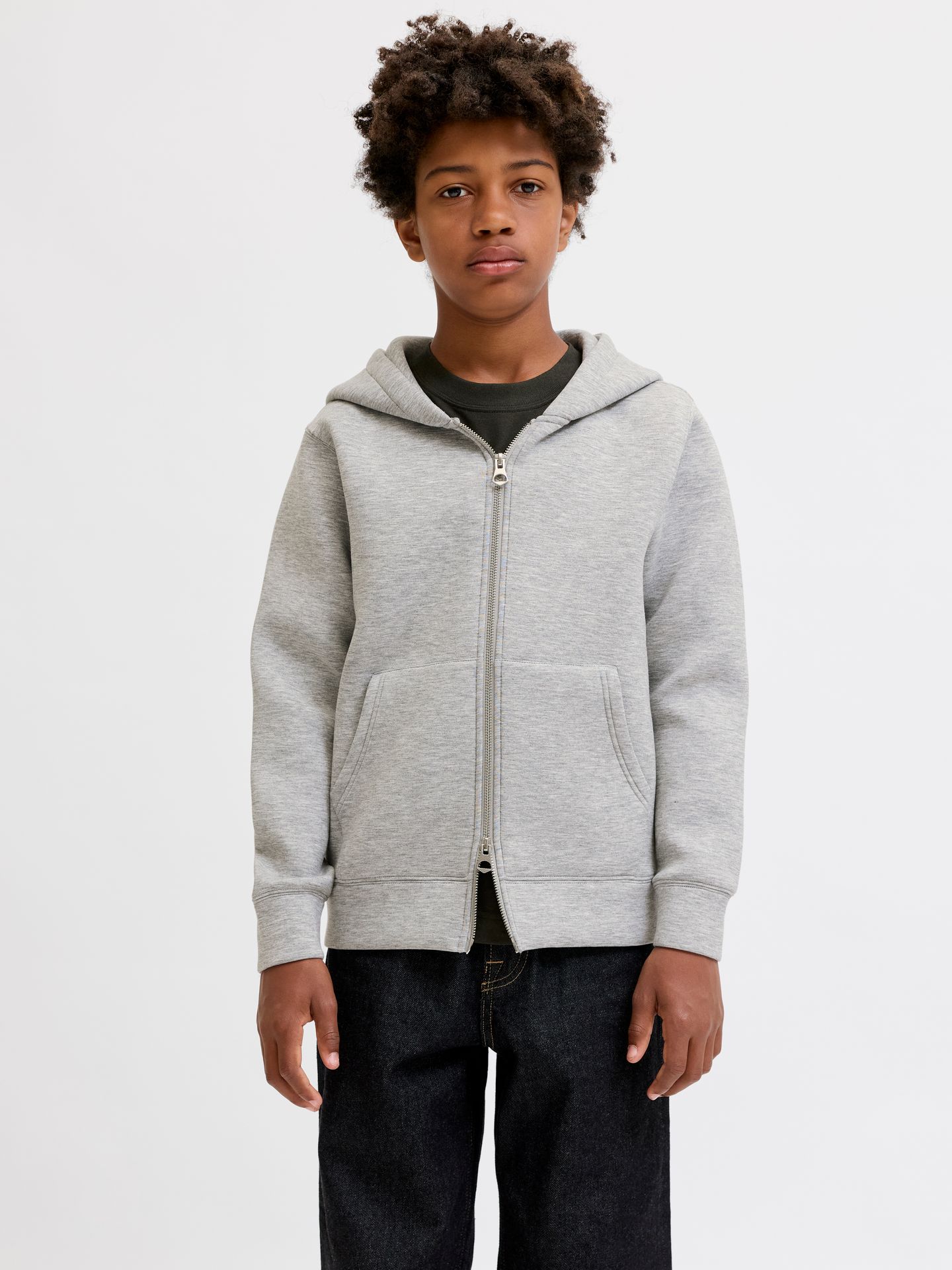Jack & Jones JCOLEGACY SWEAT SCUBA ZIP HOOD NOOS Light Grey Melange 00119539-EKA26011400000281