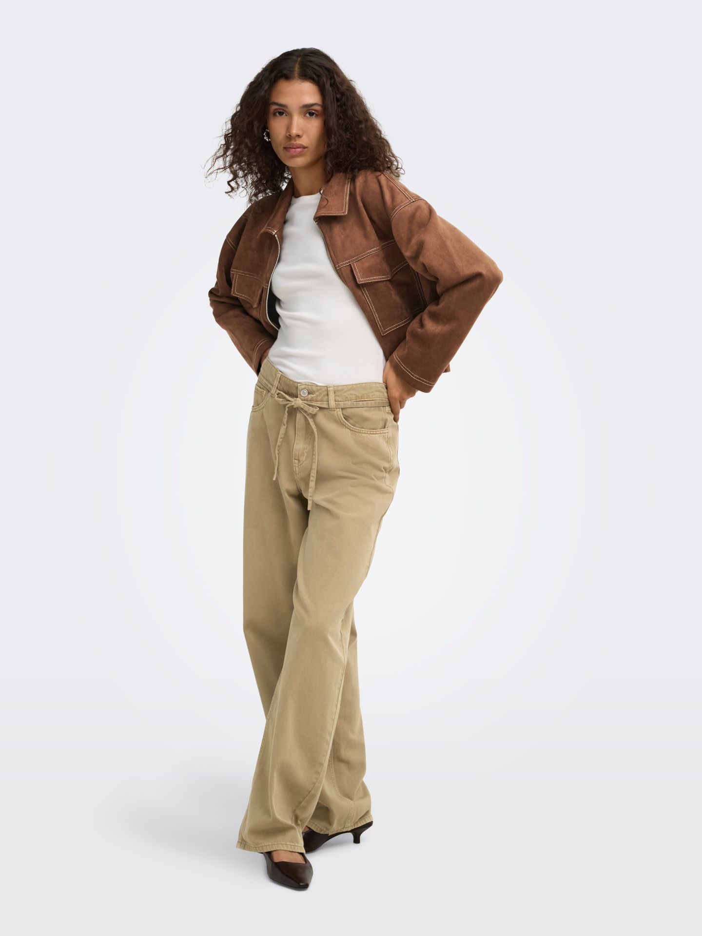 Only ONLSTINA FAUX SUEDE JACKET PNT Soft Silt/W CONTRAST STITCH 2900168623012