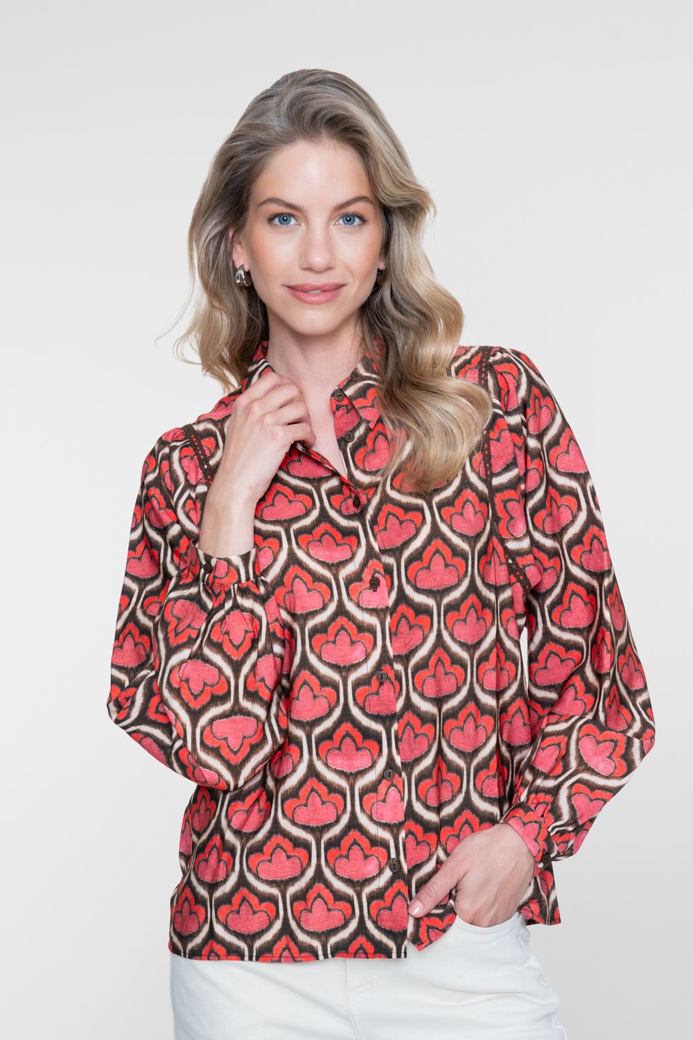 Geisha blouse 450 red/brown 00119547-EKA26013800000122