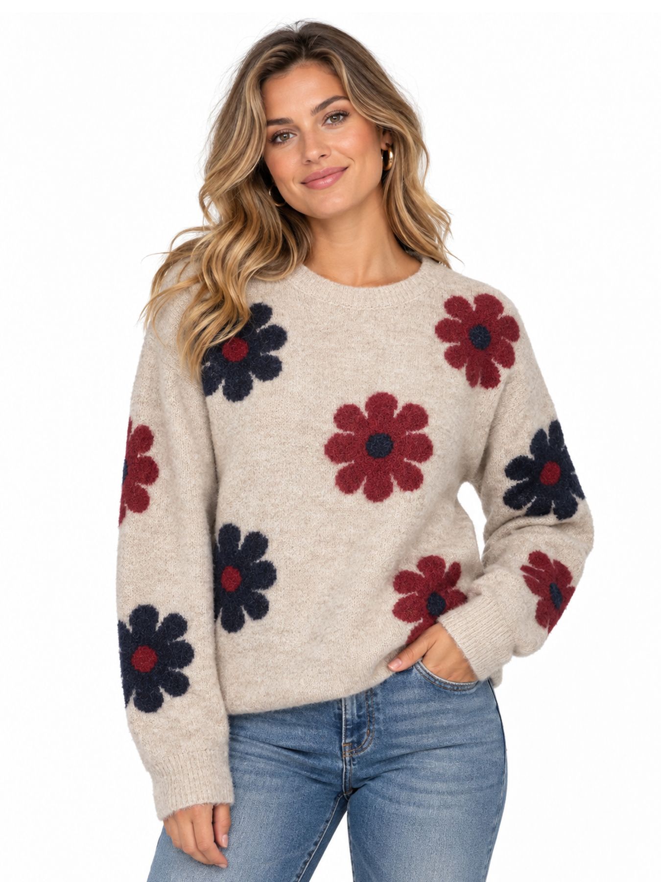 Geisha Pullover flowers 720 sand/burgundy/navy 00119560-EKA26013800000132