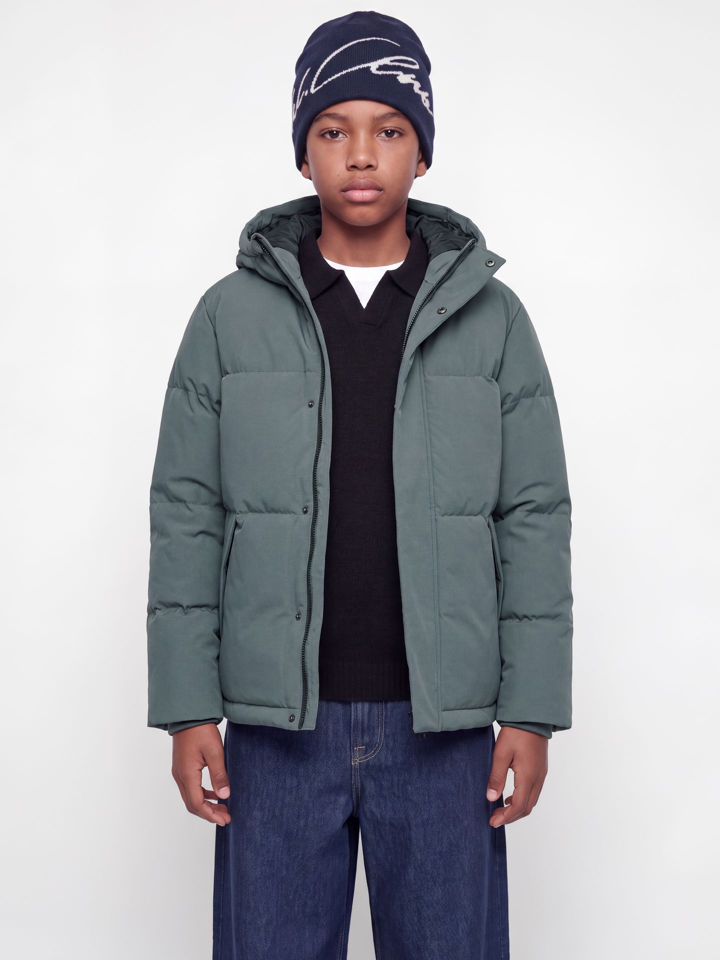Jack & Jones JJESOHO PUFFER HOOD AW26 SN JNR Turbulence 00119592-EKA26011400003632