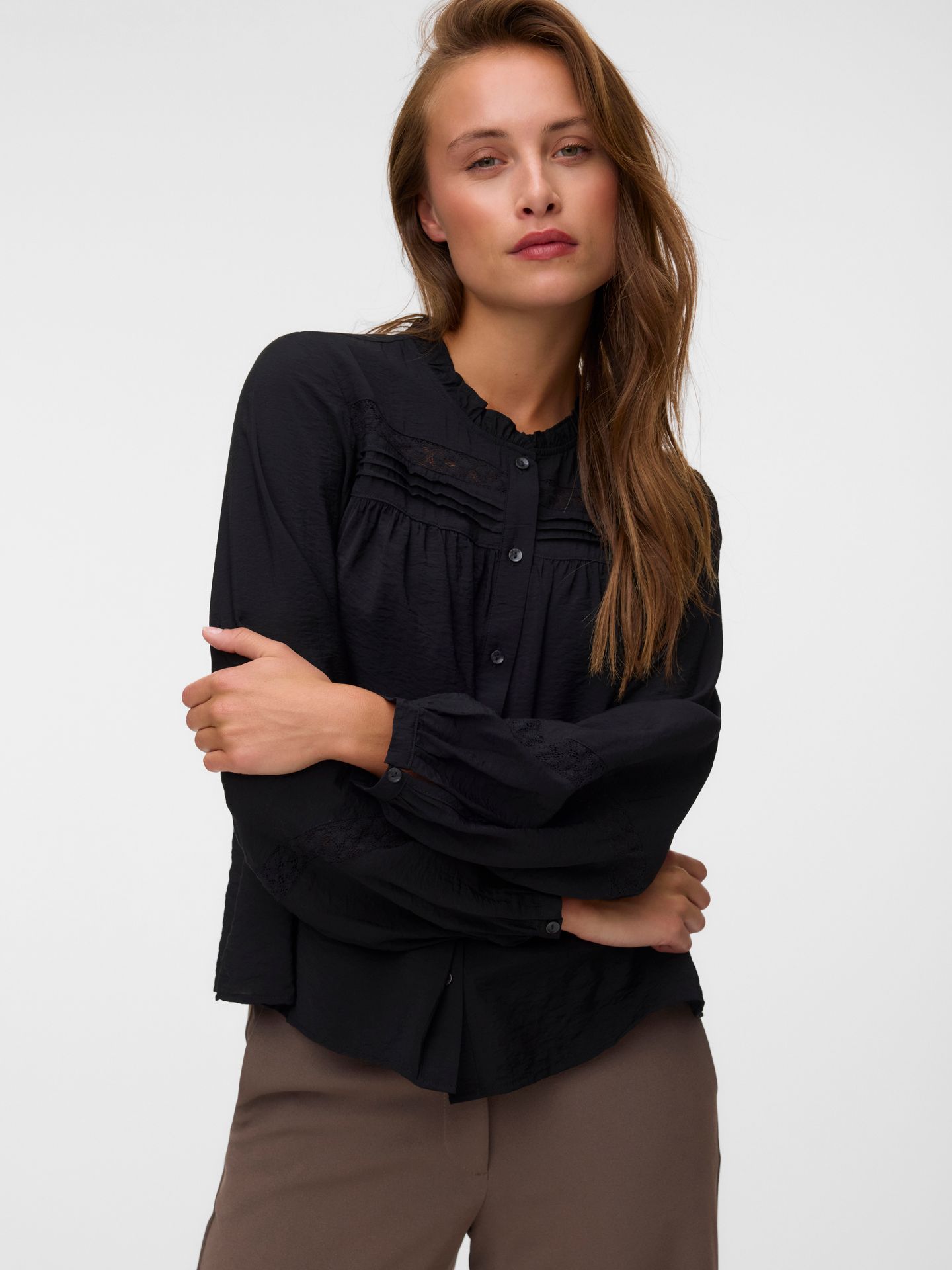 Vero Moda VMCASEY LS LACE SHIRT WVN NOOS Black 2900168732042