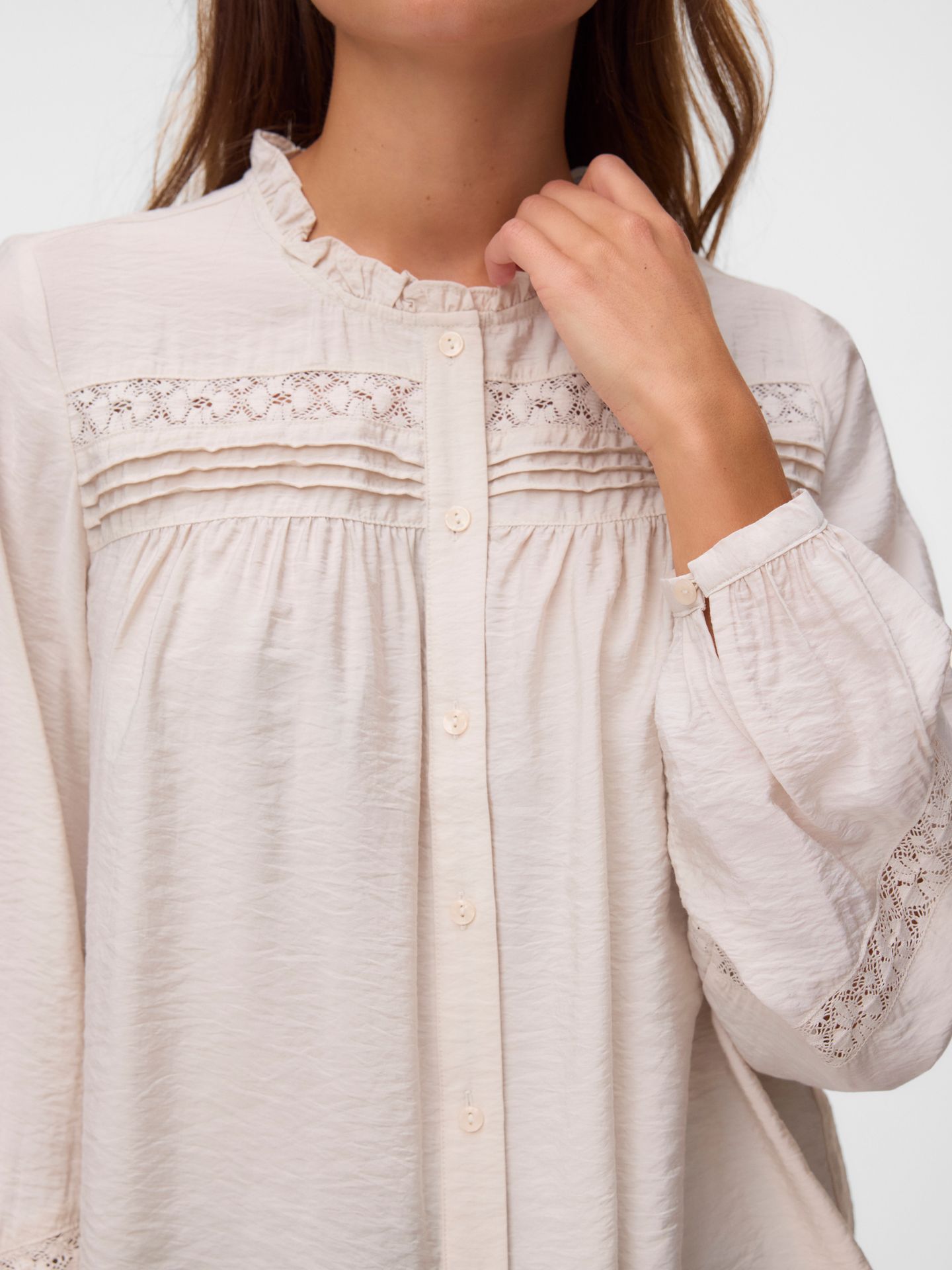 Vero Moda VMCASEY LS LACE SHIRT WVN NOOS Pumice Stone 2900168730048