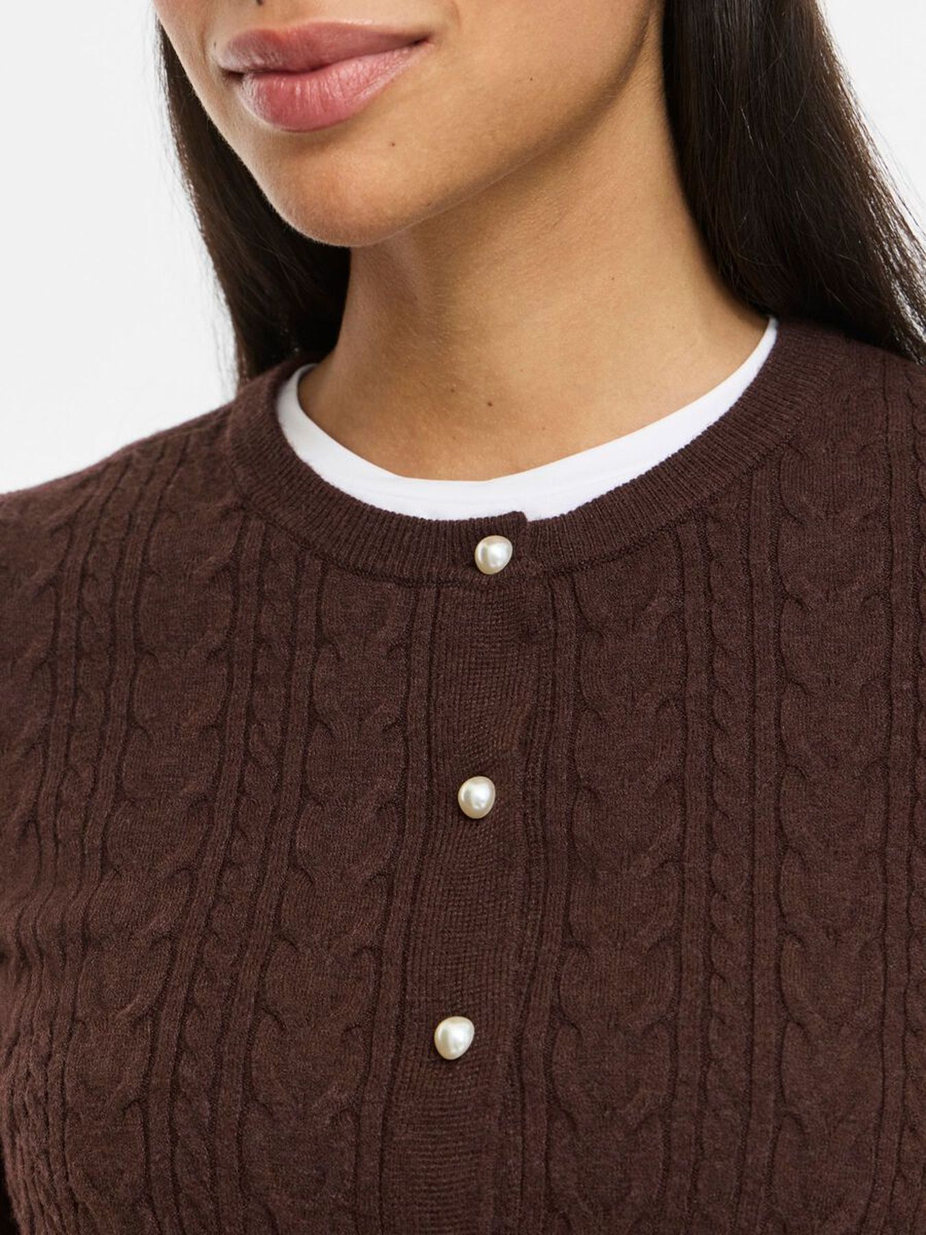 vila VIKERRY CABLE L/S KNIT CARDIGAN-NOO Coffee Bean 2900168735043