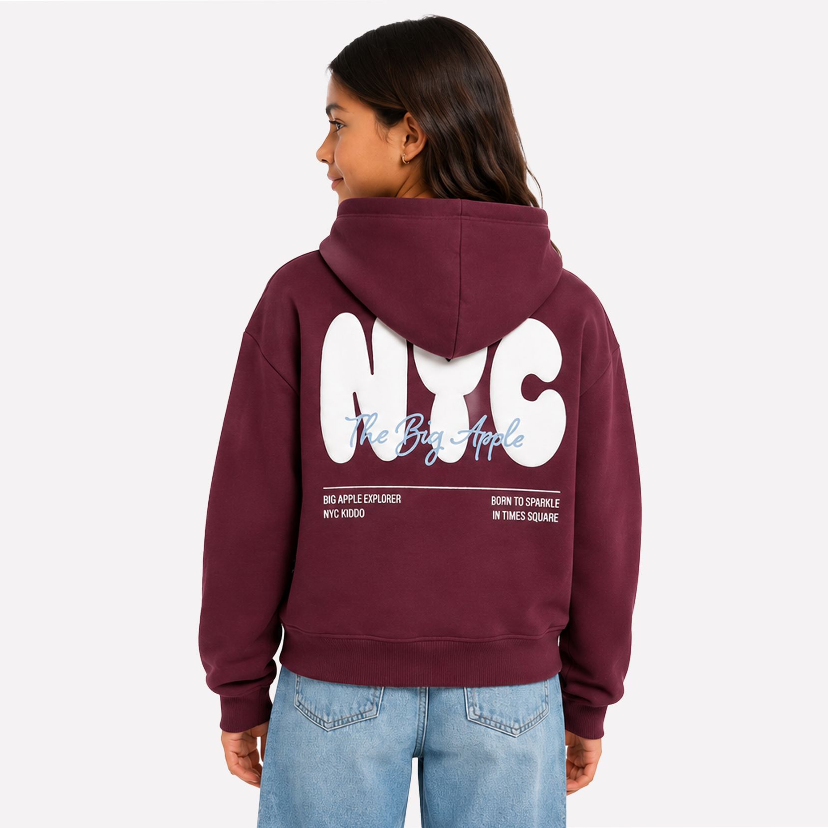 Only KOGLIANA BOXY LS HOOD PRINTED SWT Fig/W. MELANGE 00119597-EKA26011400000558