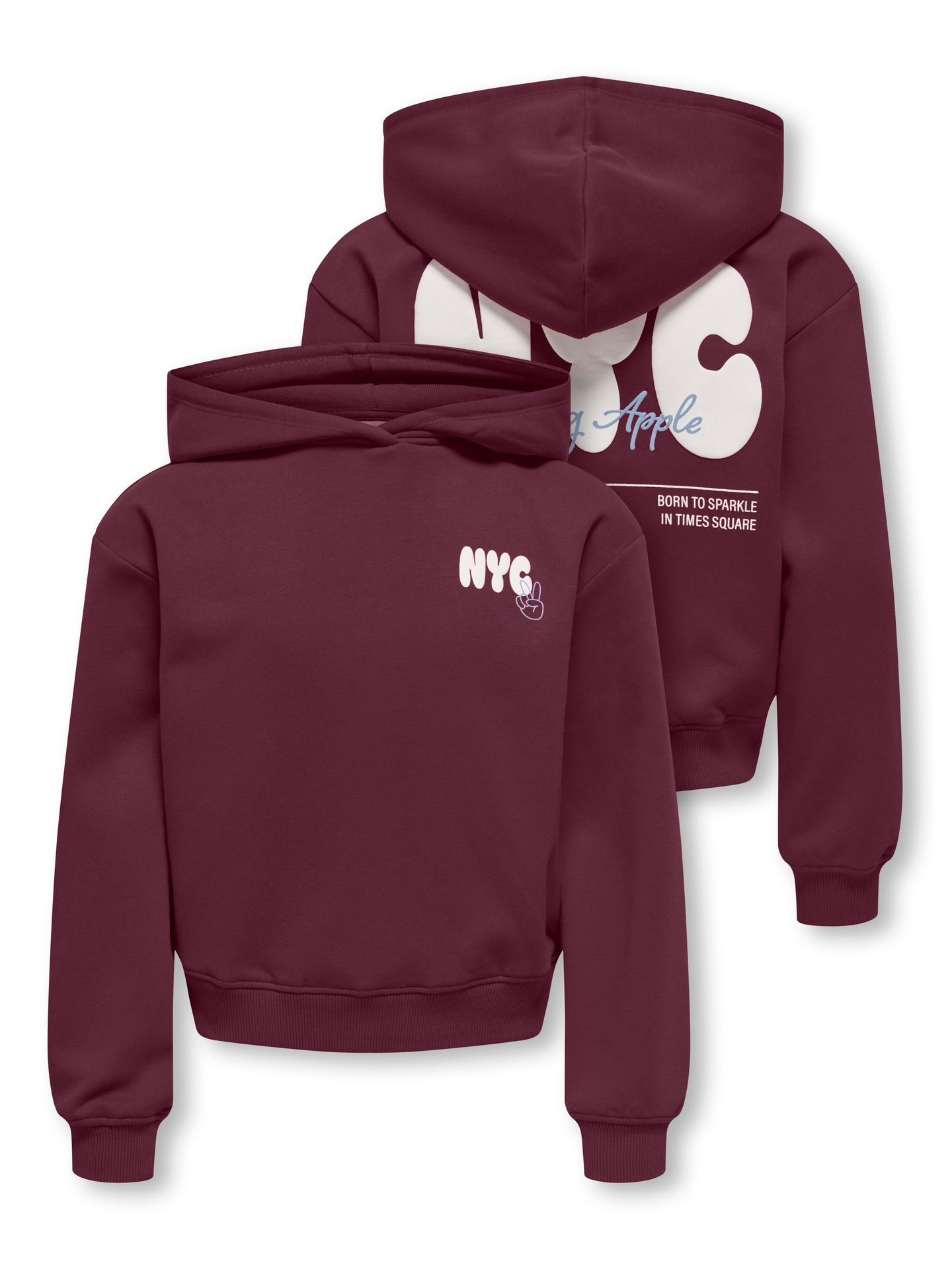 Only KOGLIANA BOXY LS HOOD PRINTED SWT Fig/W. MELANGE 2900168742010