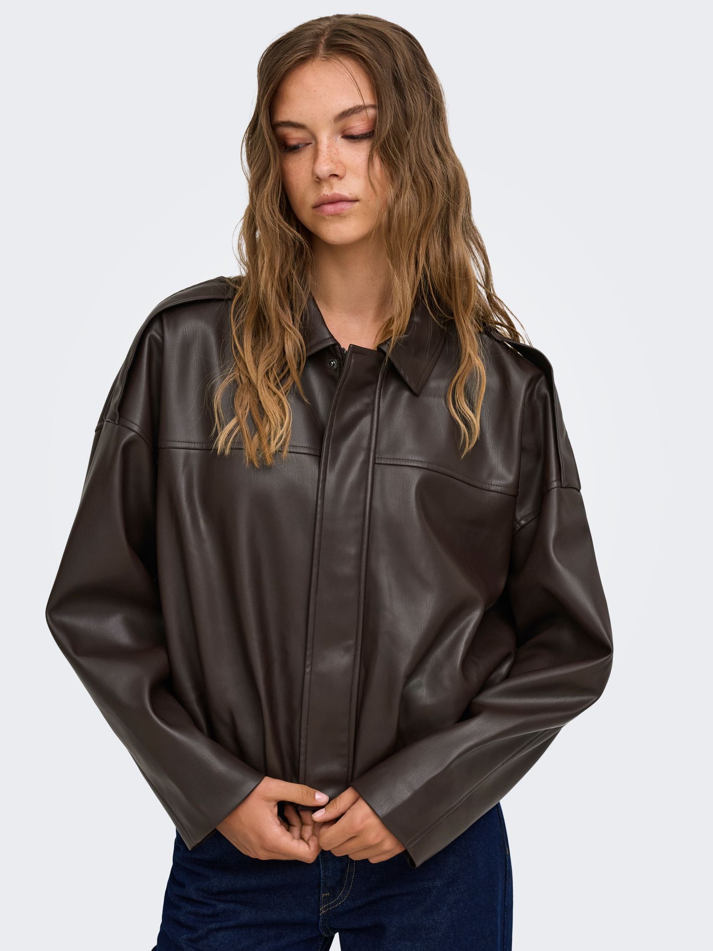 Only ONLMOON-NELI L/S FAUX LEATHER BOMBE Chocolate Torte 2900168747015