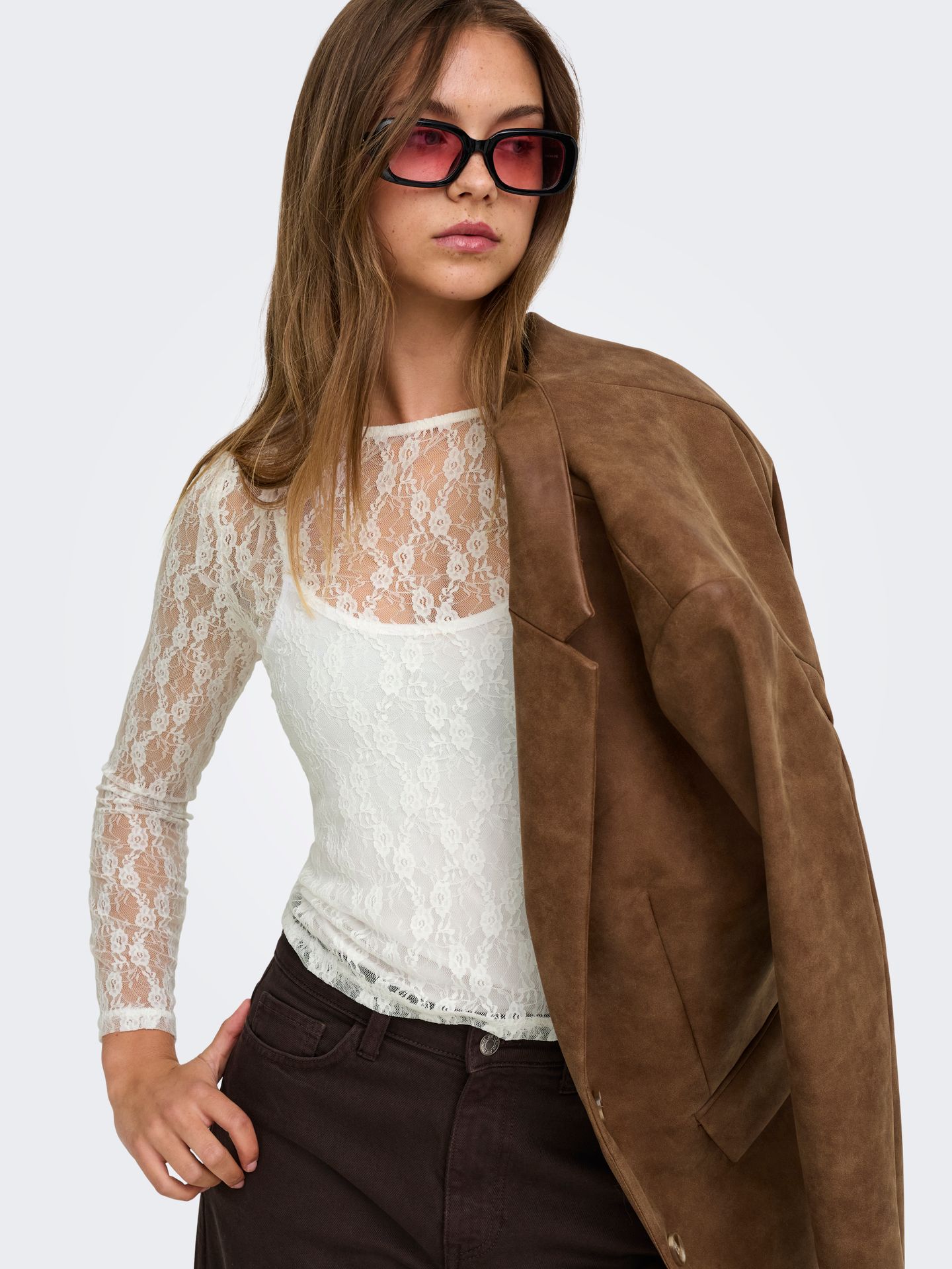 Only ONLNIKITA L/S BOATNECK LACE TOP BOX Cloud Dancer 2900168755010