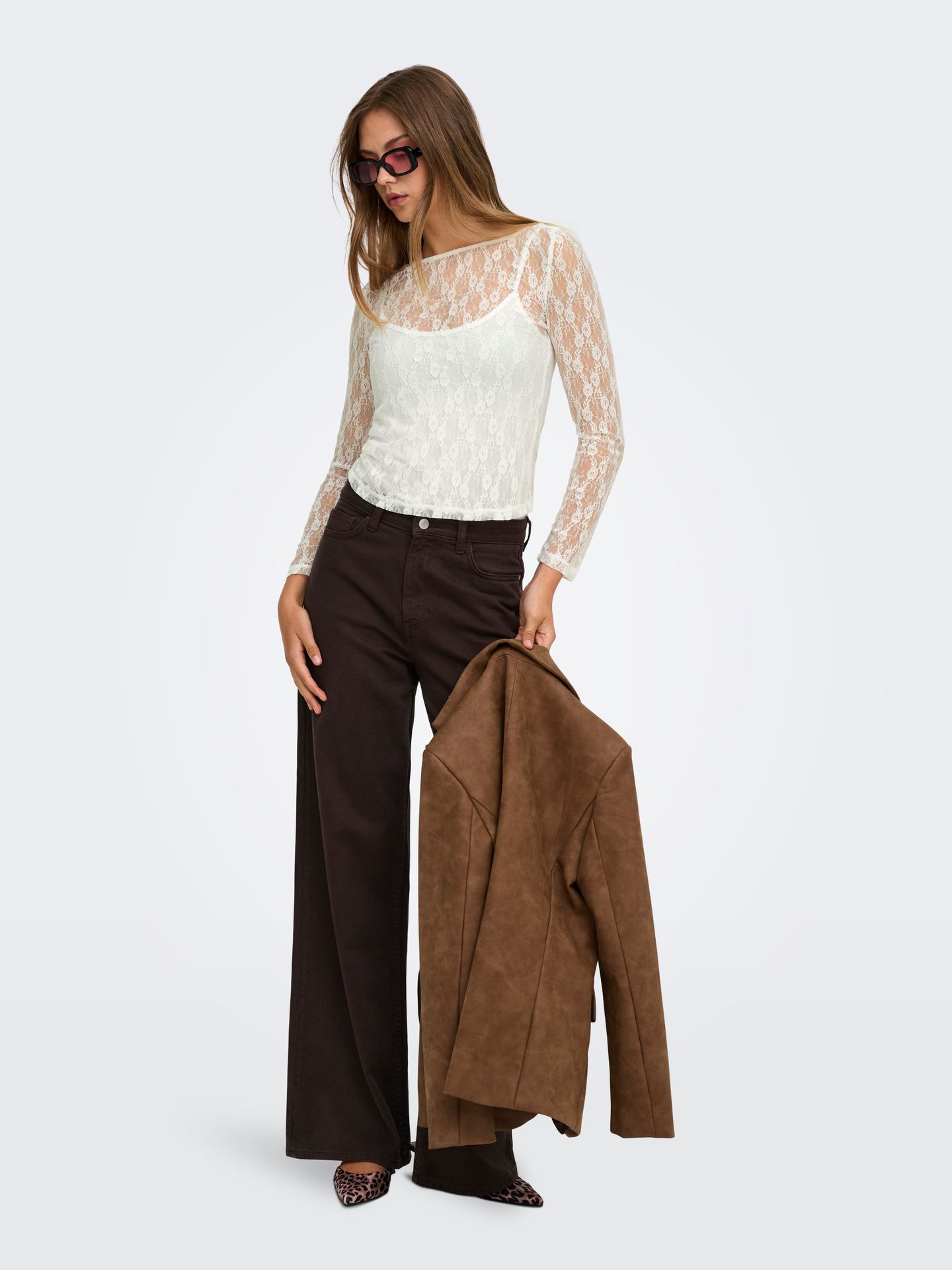 Only ONLNIKITA L/S BOATNECK LACE TOP BOX Cloud Dancer 2900168755010