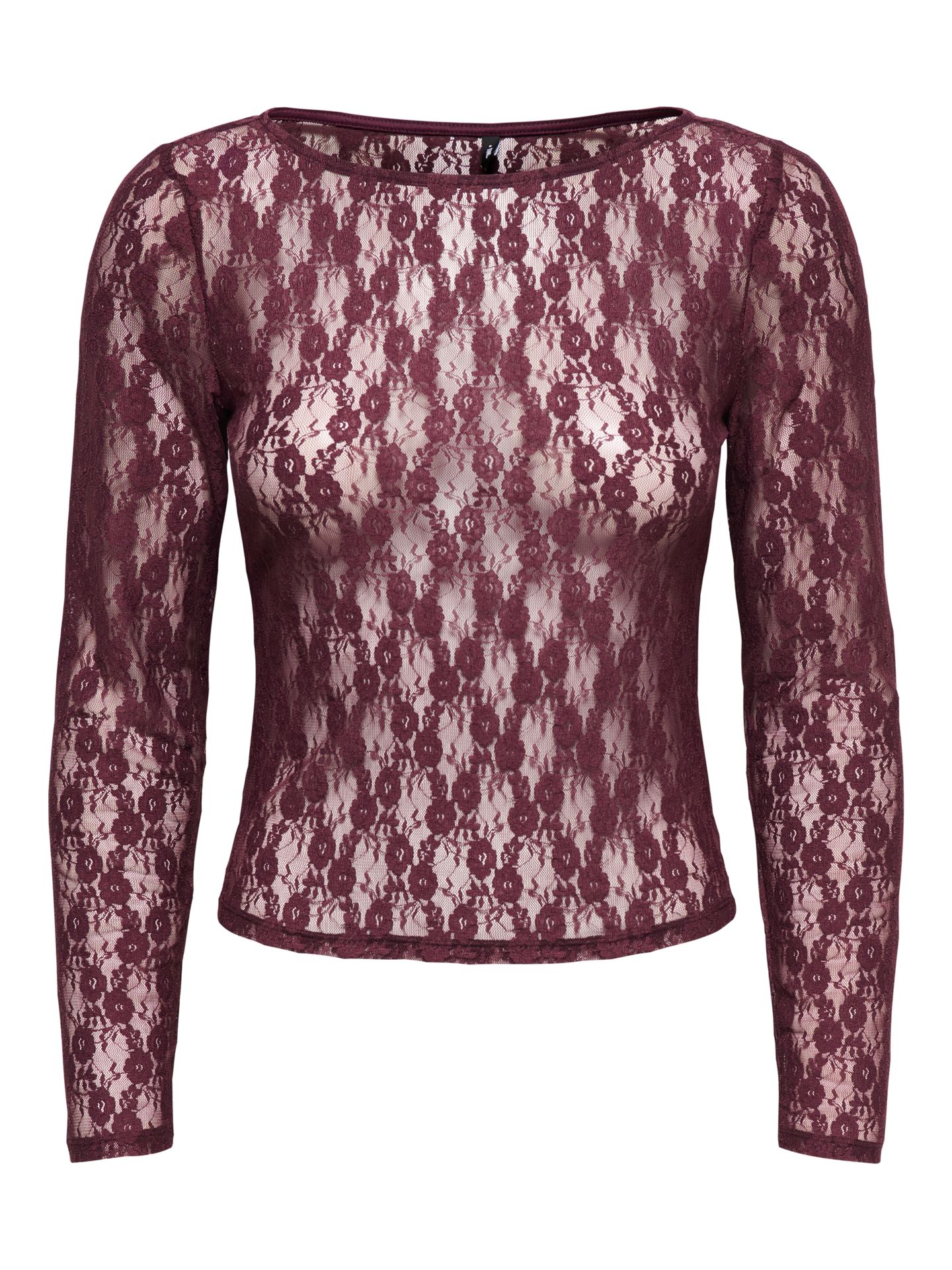 Only ONLNIKITA L/S BOATNECK LACE TOP BOX Decadent Chocolate 2900168753054