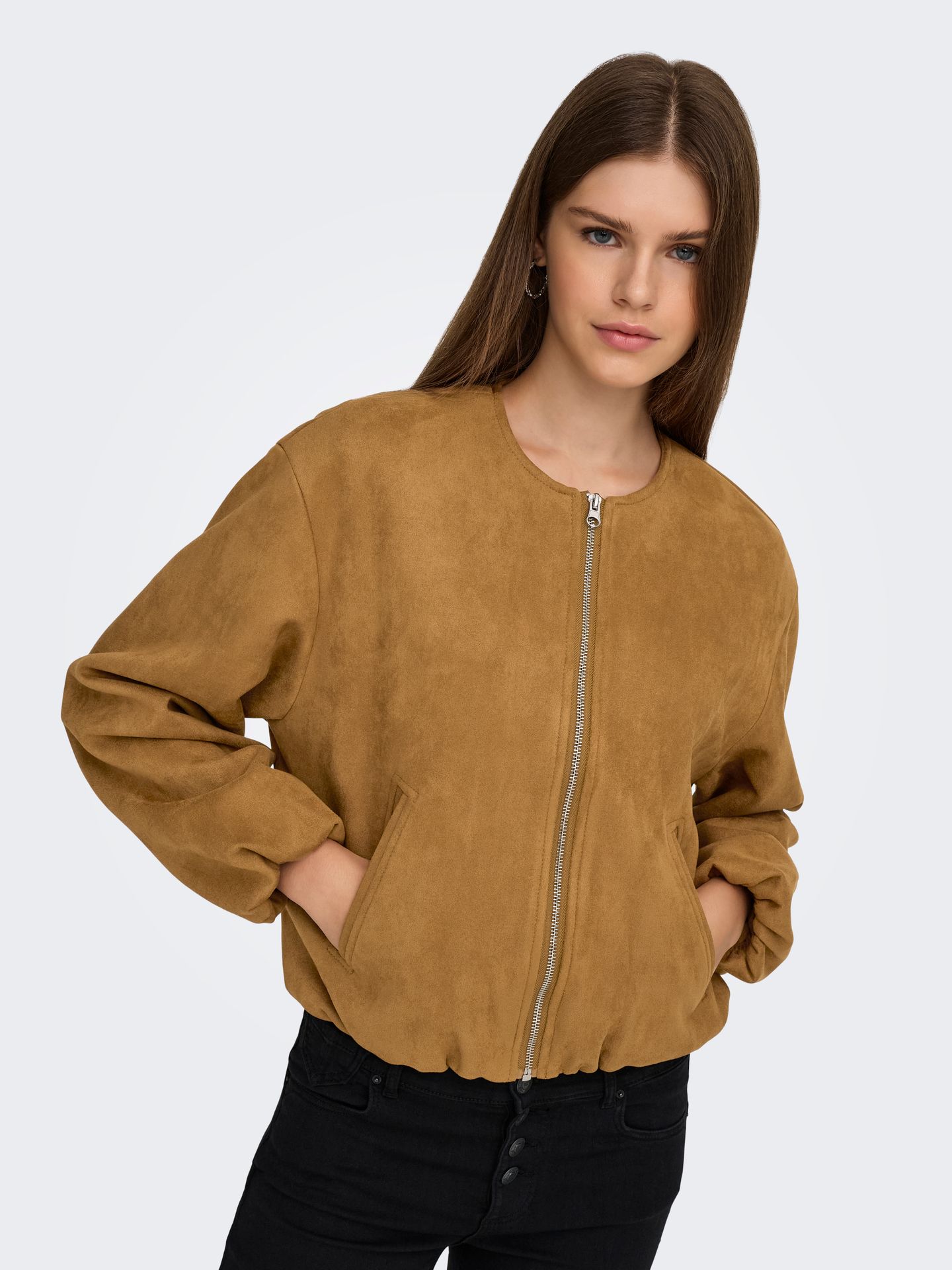 JDY JDYNIA FAUX SUEDE BALLOON JACKET NO Cognac/SILVER TRIM 00119602-EKA26011400003699