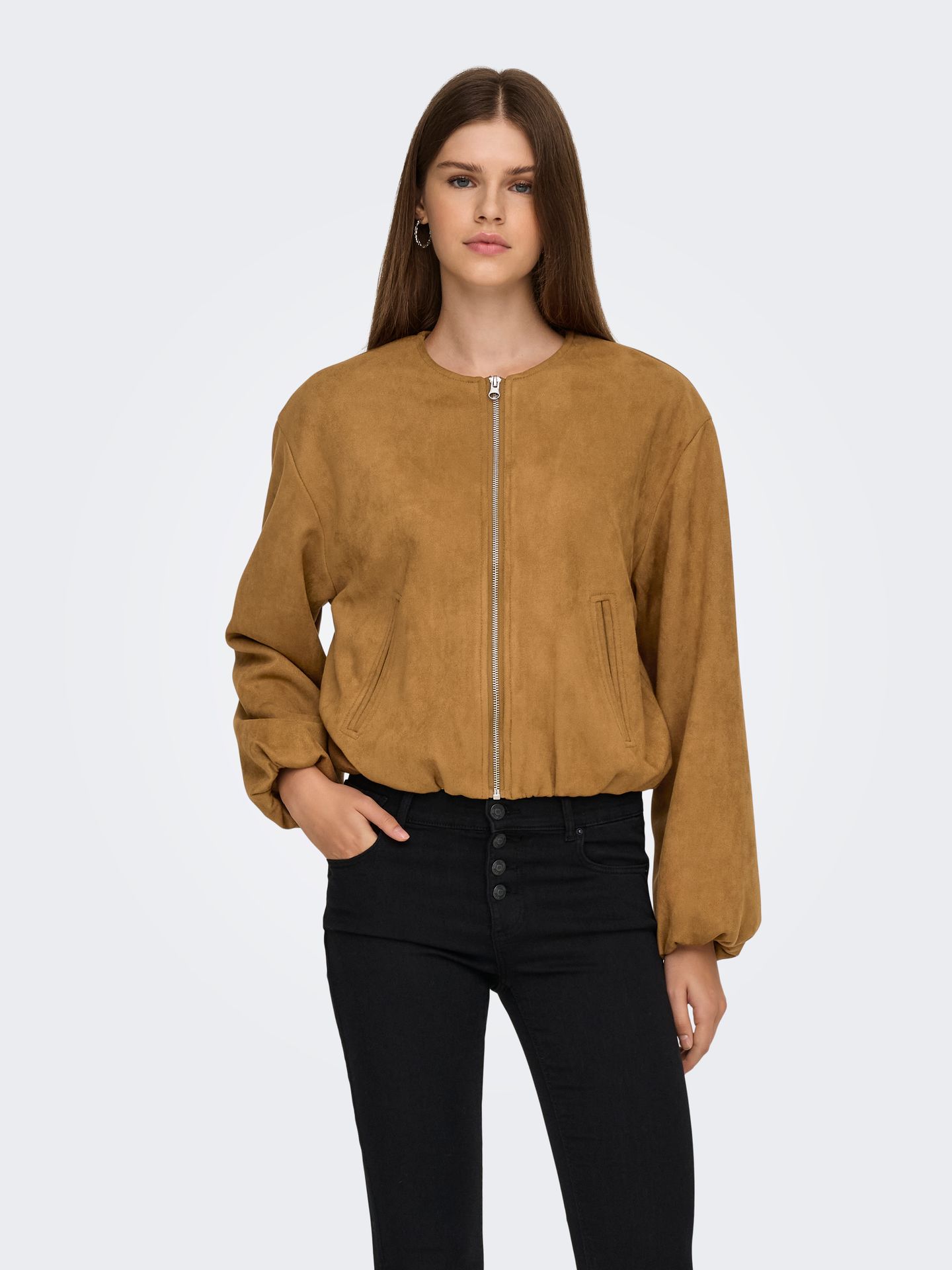 JDY JDYNIA FAUX SUEDE BALLOON JACKET NO Cognac/SILVER TRIM 00119602-EKA26011400003699