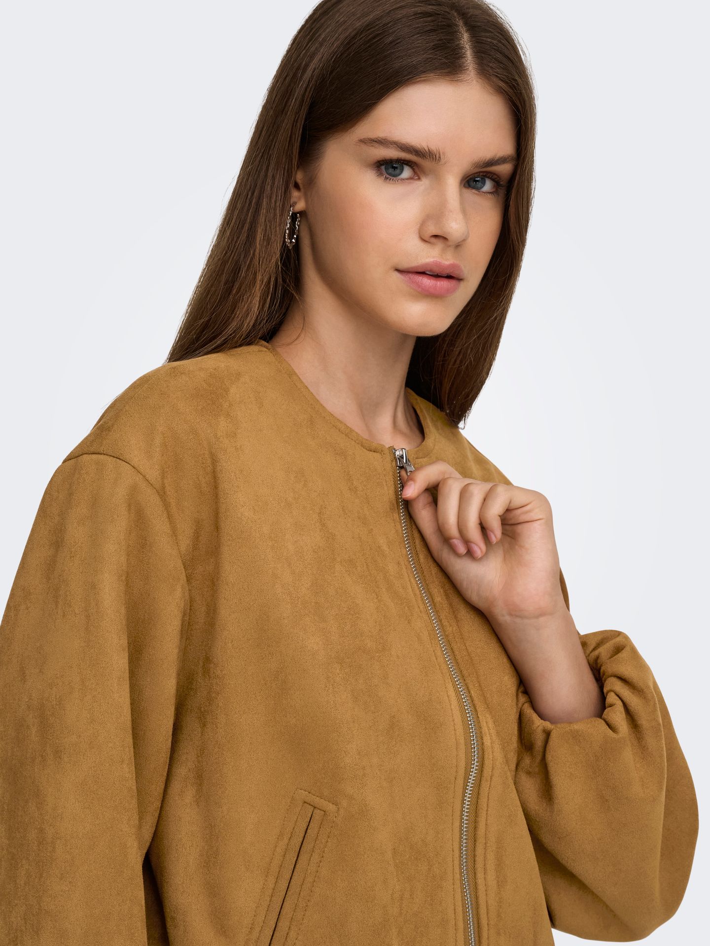 JDY JDYNIA FAUX SUEDE BALLOON JACKET NO Cognac/SILVER TRIM 2900168761042