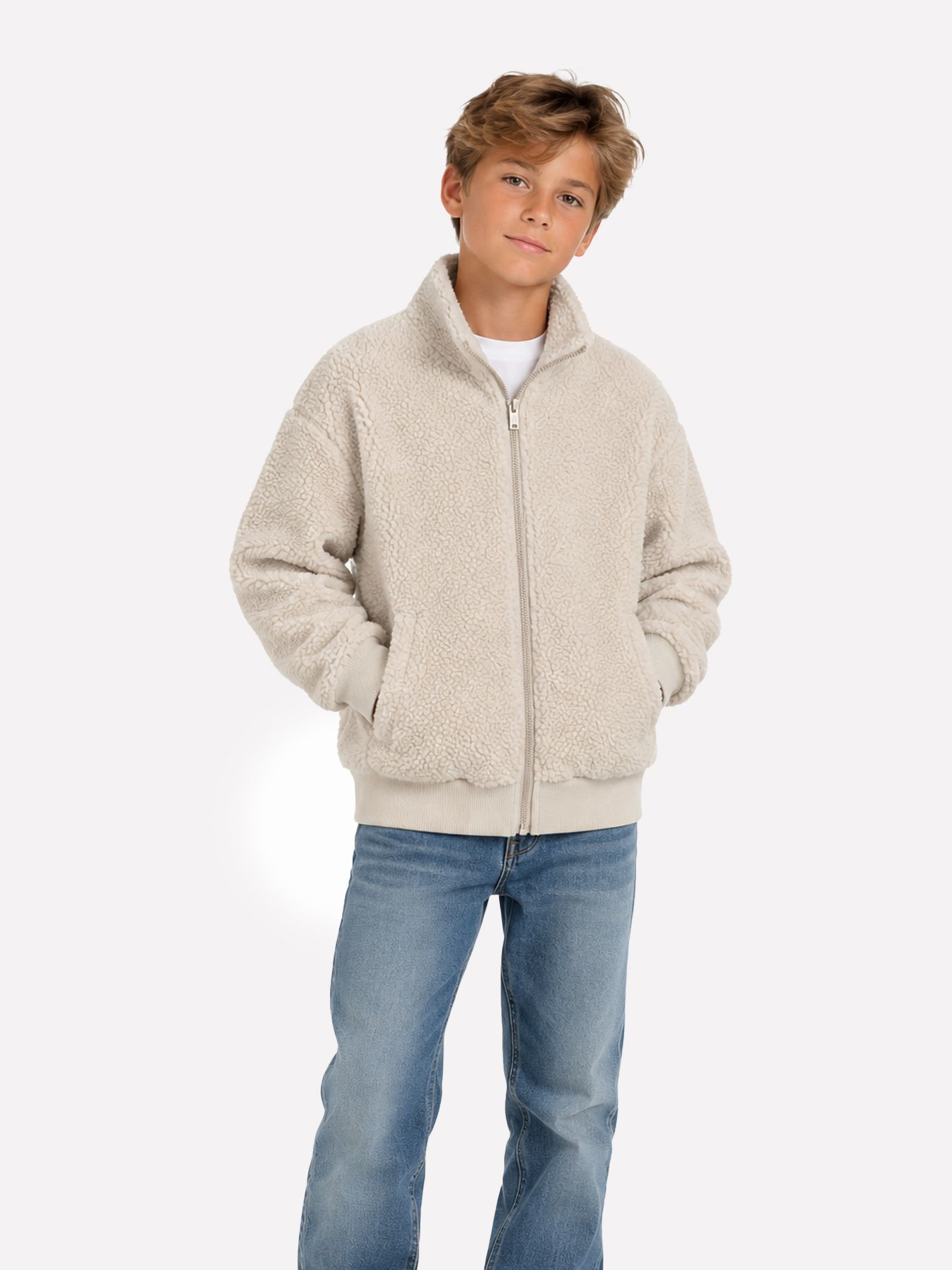 Only & Sons Junior OSJPARKS LIFE OVZ LS ZIP SHERPA SWE Silver Lining/MELANGE 2900168767020