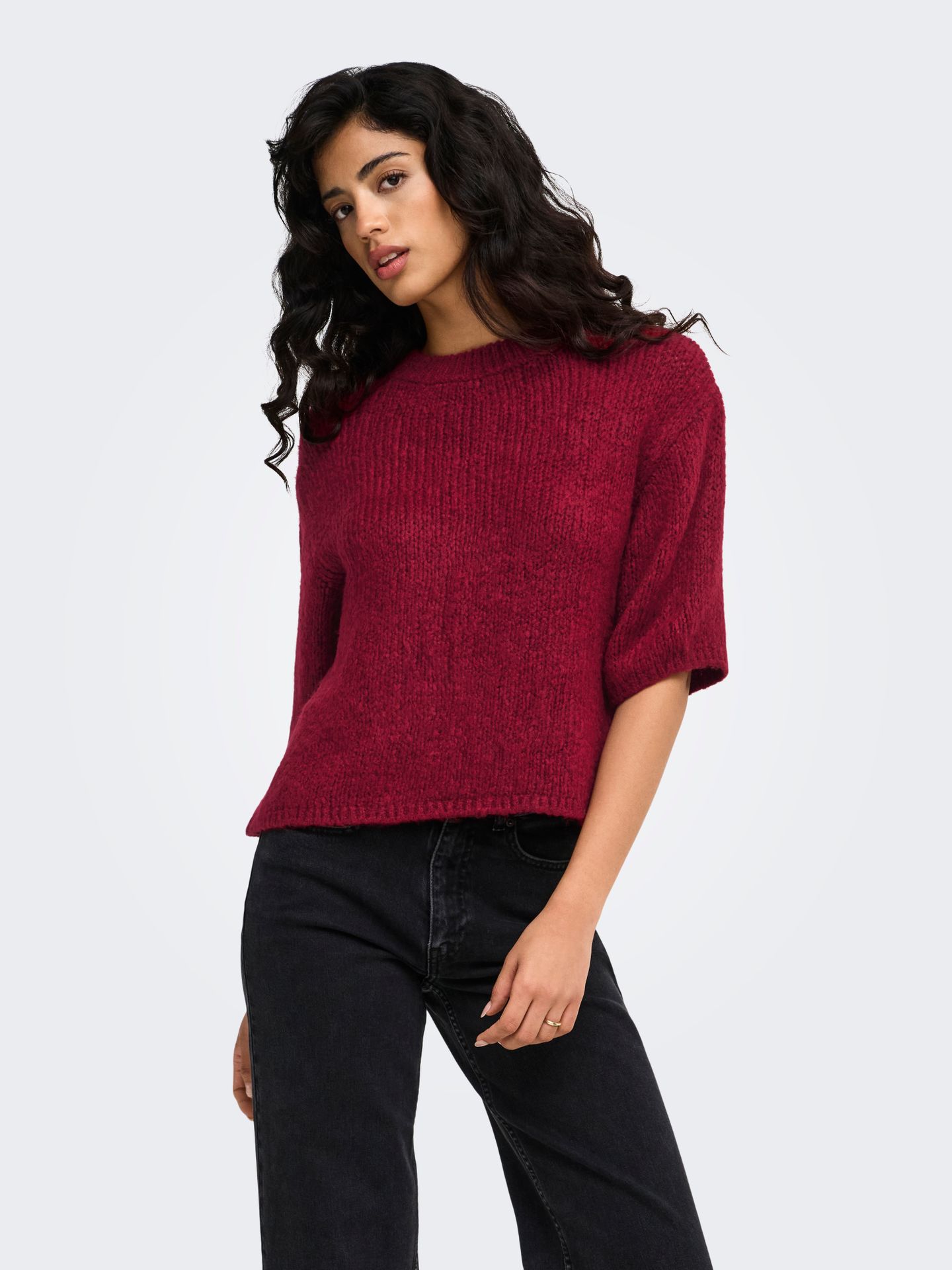 JDY JDYDICTE S/S PULL O-NECK KNT NOOS Tibetan Red 00119605-EKA26011400003701
