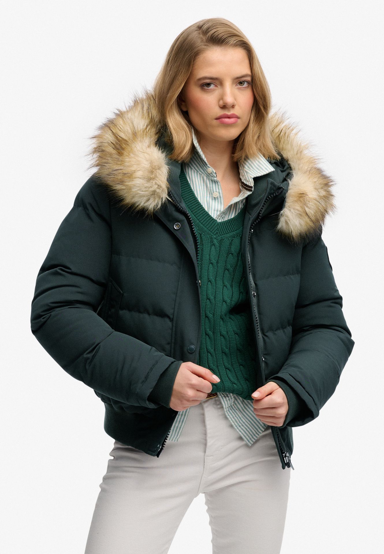 Superdry Everest Hooded Bomber Jacket 65f CEDAR GREEN 00119630-EKA26009000000002