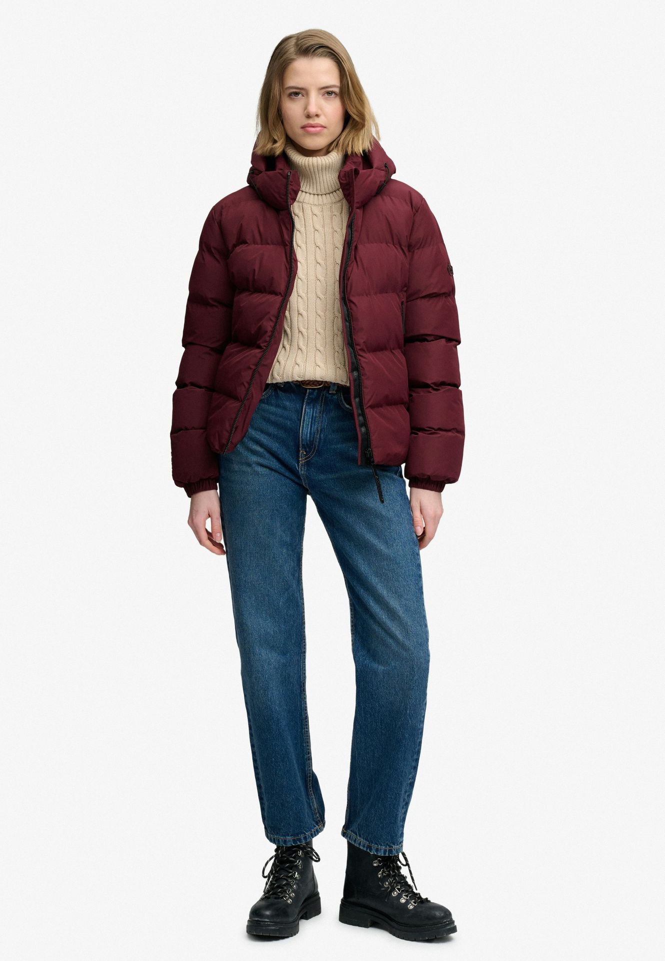 Superdry Hooded Sports Puffer Jacket 1kd Port Red 2900168825041