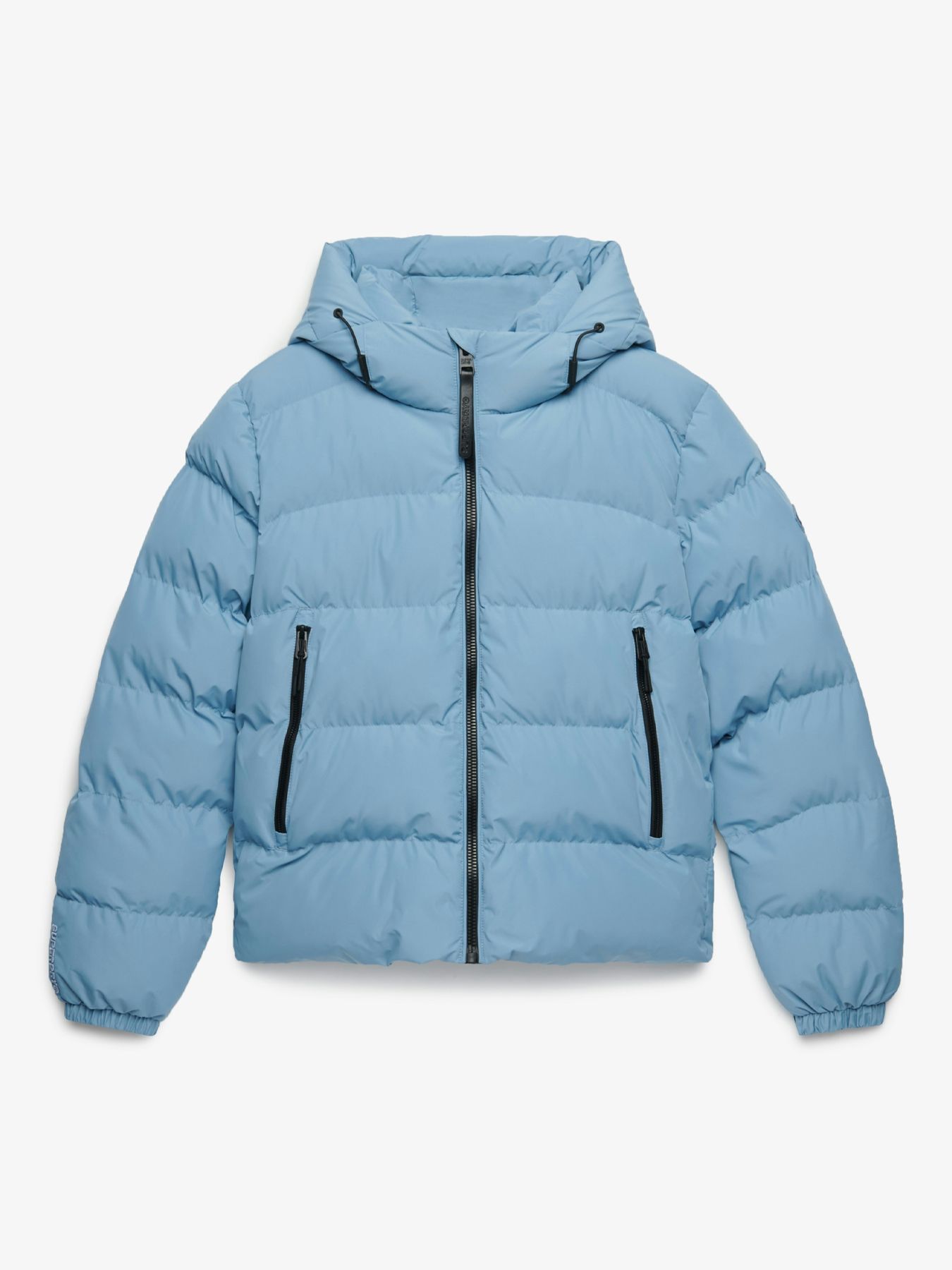 Superdry Dames Hooded Sports Puffer Jacket qs8 Washed Denim Blue 2900168827038
