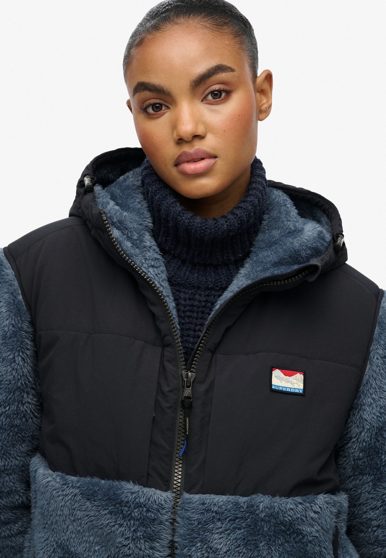 Superdry Super Soft Hybrid Full Zip Jacket pij EBONY 2900168828035