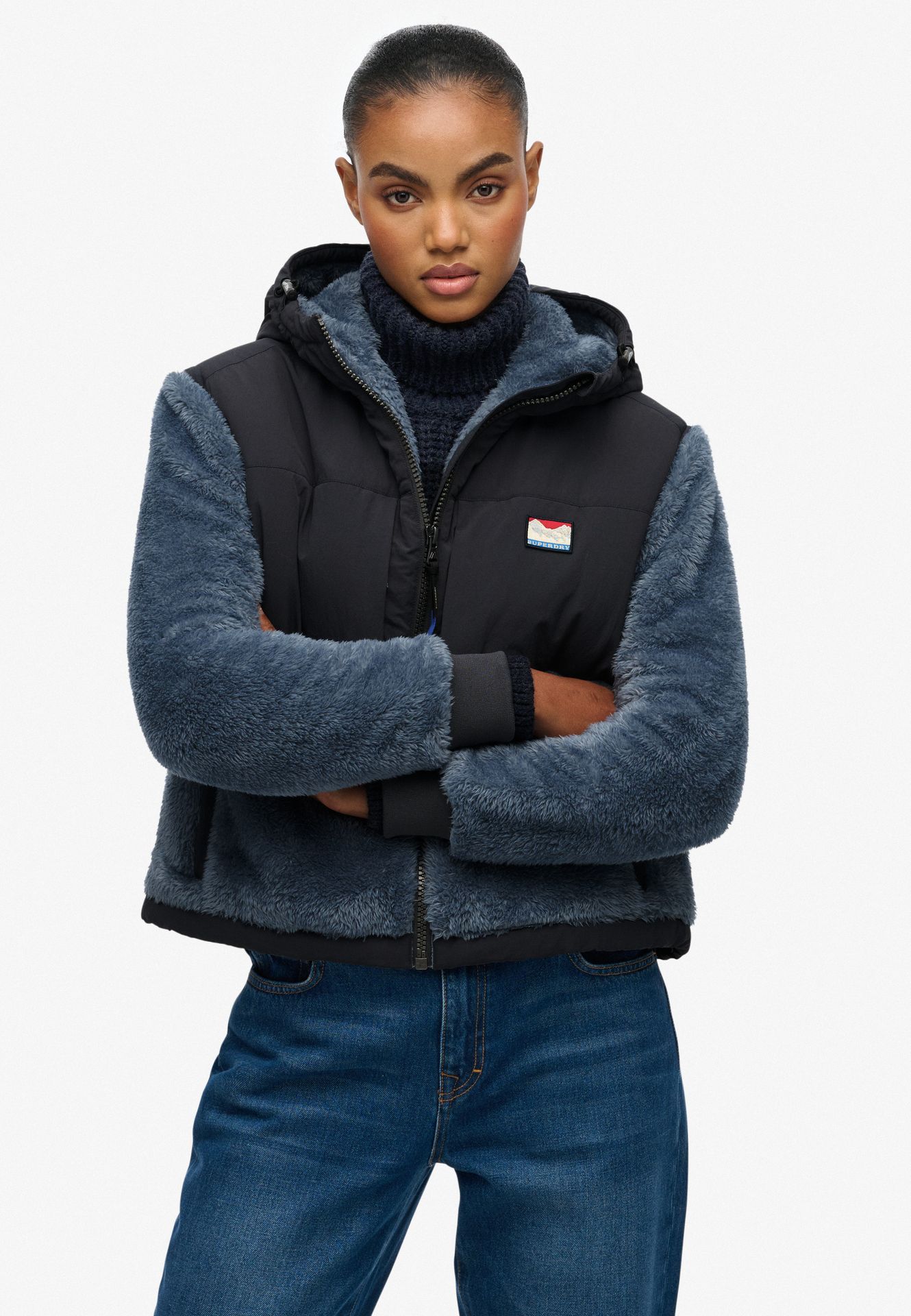 Superdry Super Soft Hybrid Full Zip Jacket pij EBONY 2900168828035