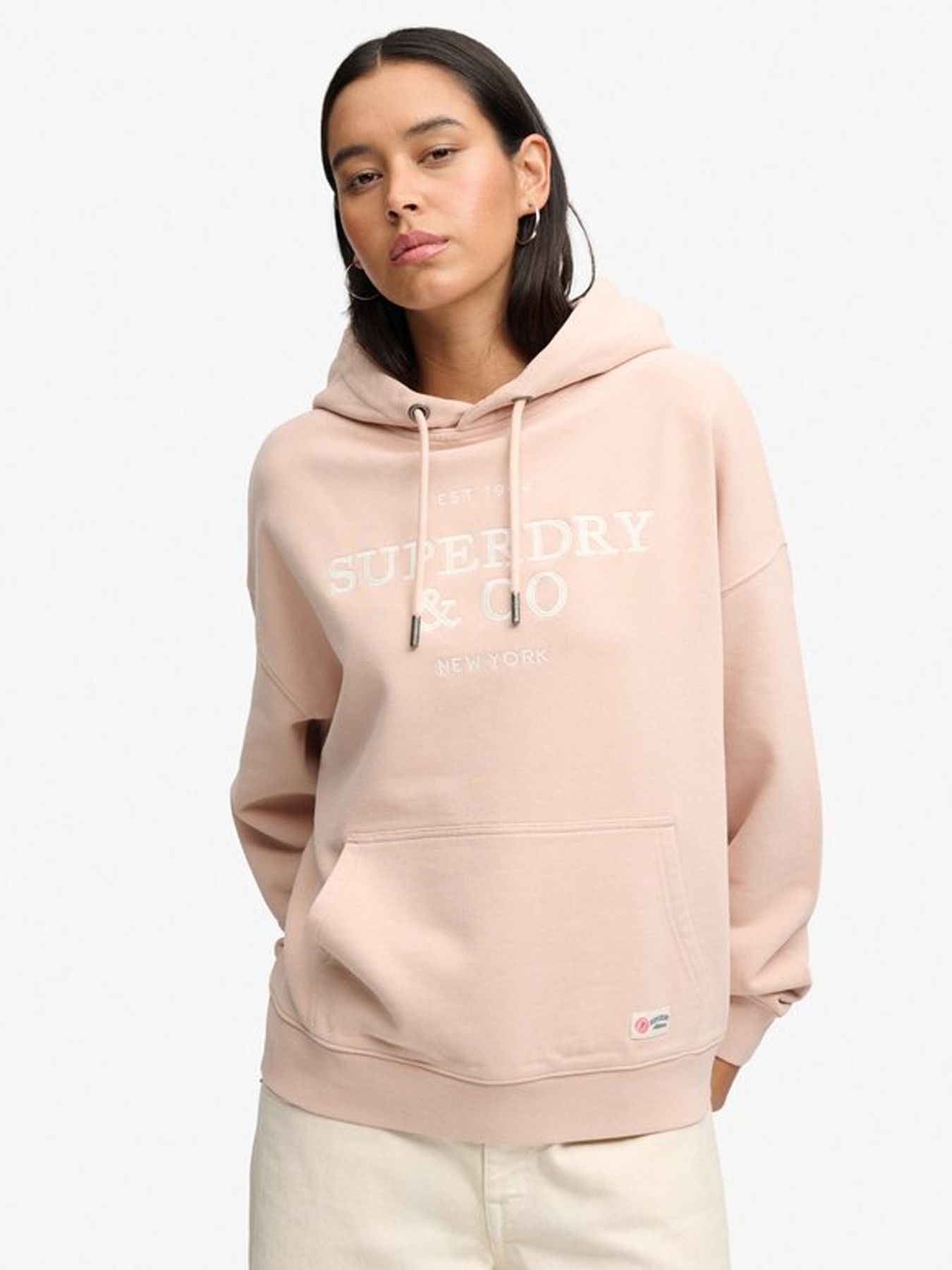 Superdry Luxe Casual Embroidered Relaxed Hoodie 7uj Rose Dust 2900168829032
