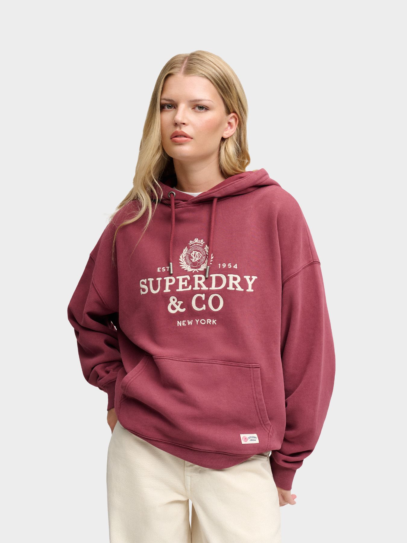 Superdry Luxe Casual Embroidered Relaxed Hoodie z6f Stanton Red 00119633-EKA26009000000008