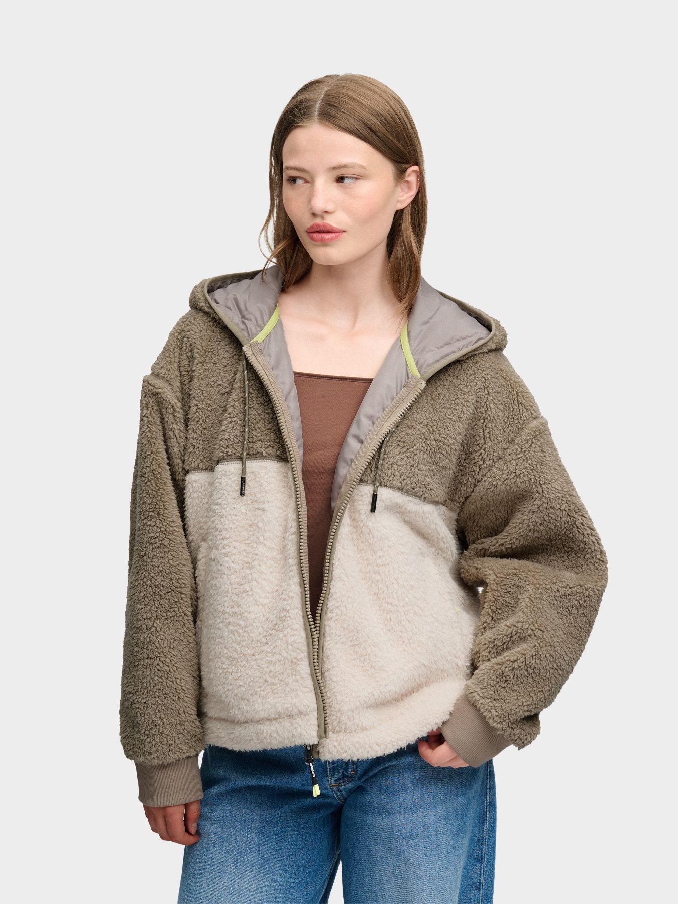 Superdry Super Soft Zip Hoodie m5d Vintage Khaki/Off White 00119634-EKA26009000000009