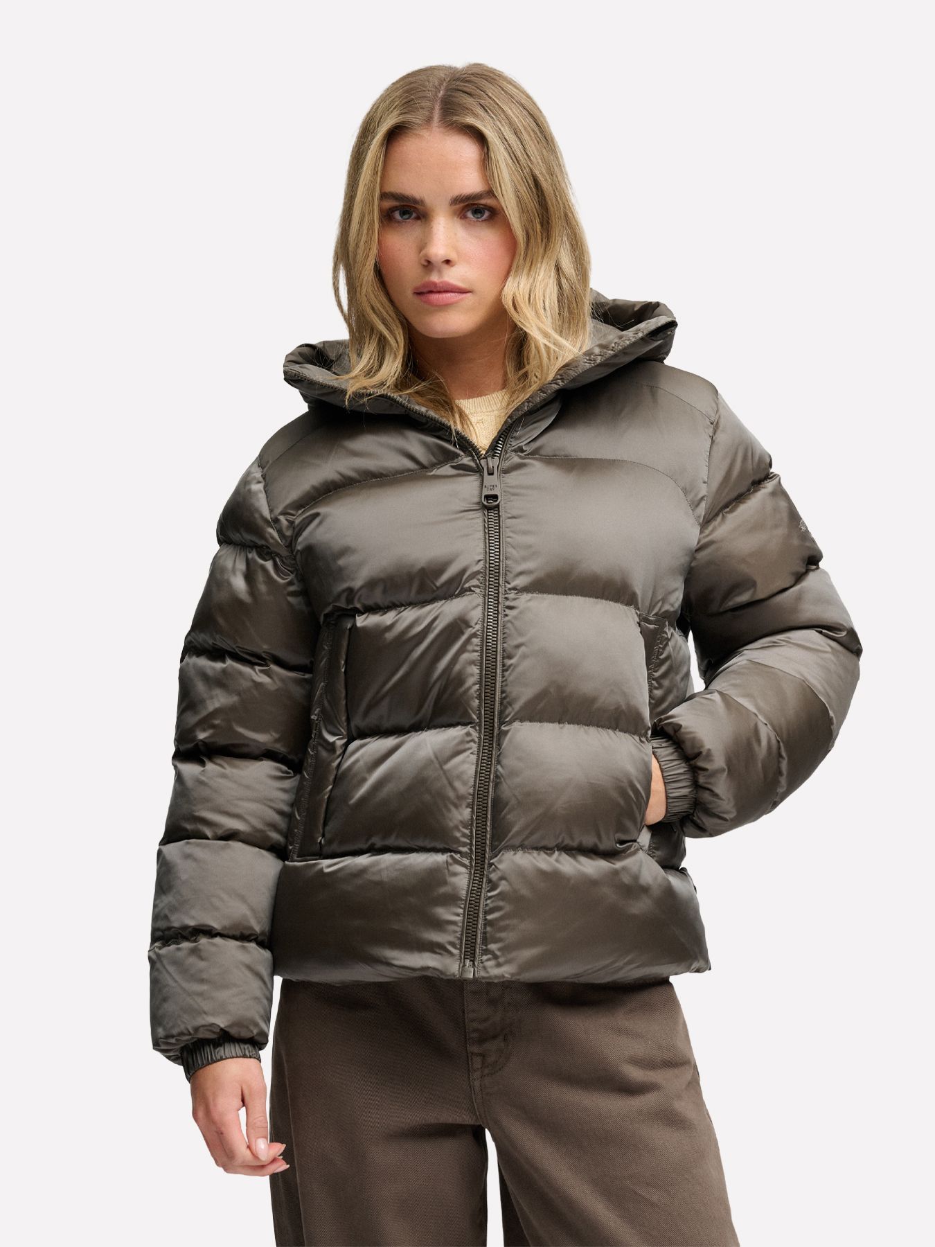 Superdry Hooded Shine Puffer Jacket 2qj Deep Khaki Green 00119636-EKA26009000000012
