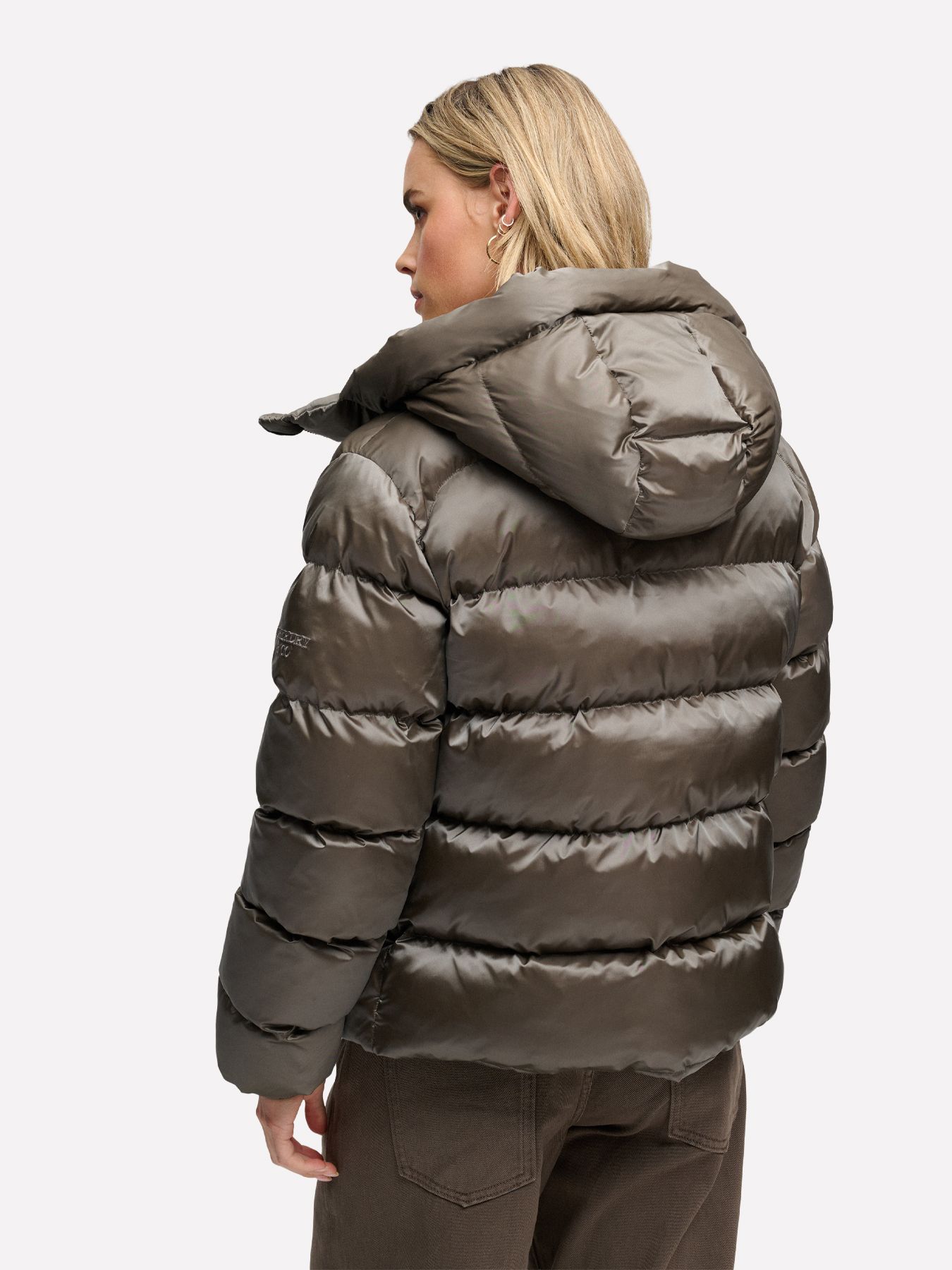 Superdry Hooded Shine Puffer Jacket 2qj Deep Khaki Green 2900168834043