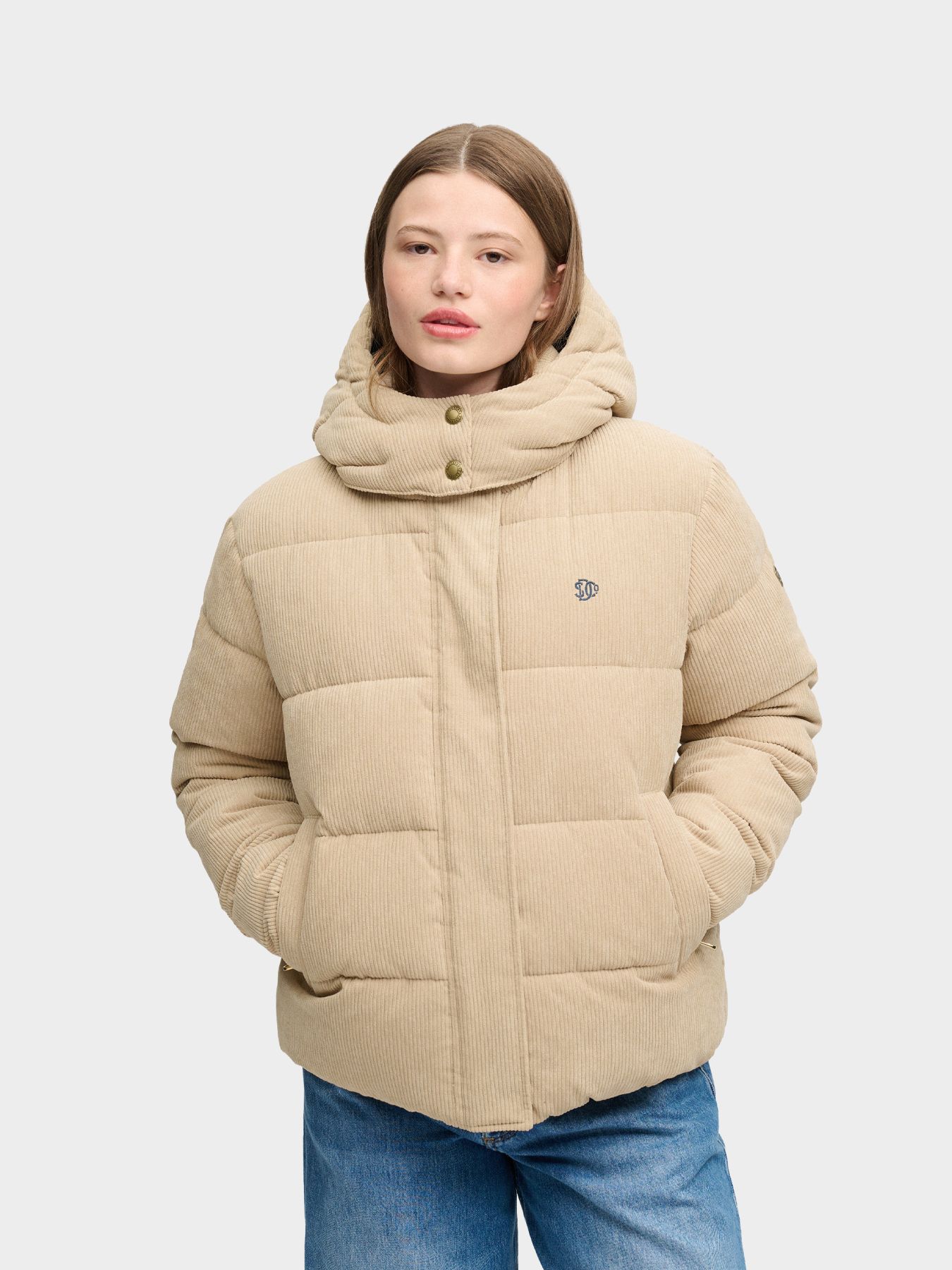 Superdry Premium Hooded Cord Puffer Jacket g5r Incense Brown 00119637-EKA26009000000014