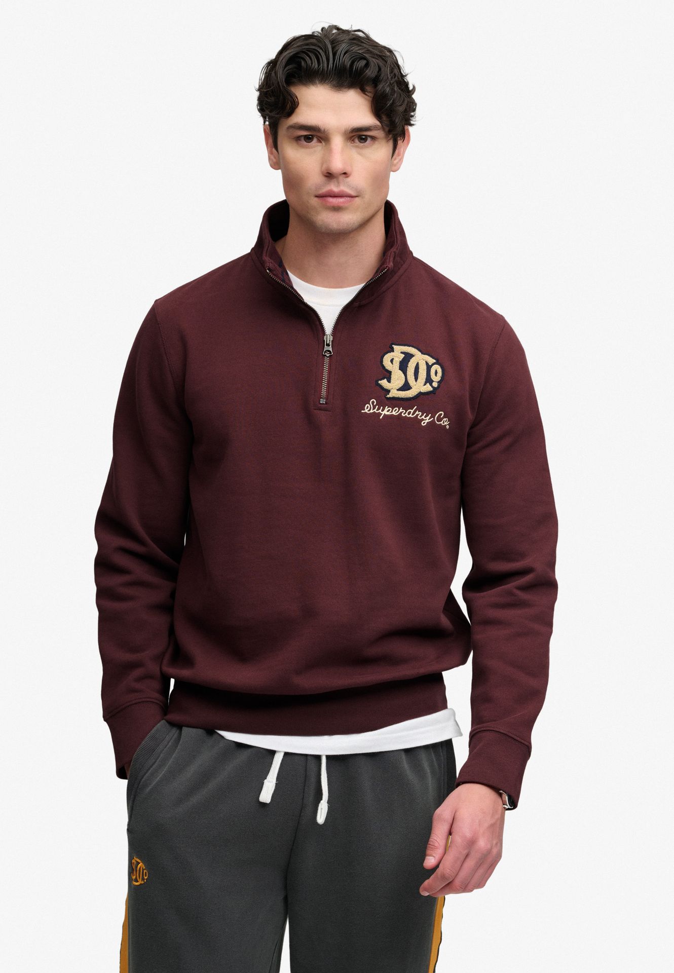 Superdry Vintage Athletic Half Zip Sweatshirt m3y Dark Oxblood 00119642-EKA26009000000026