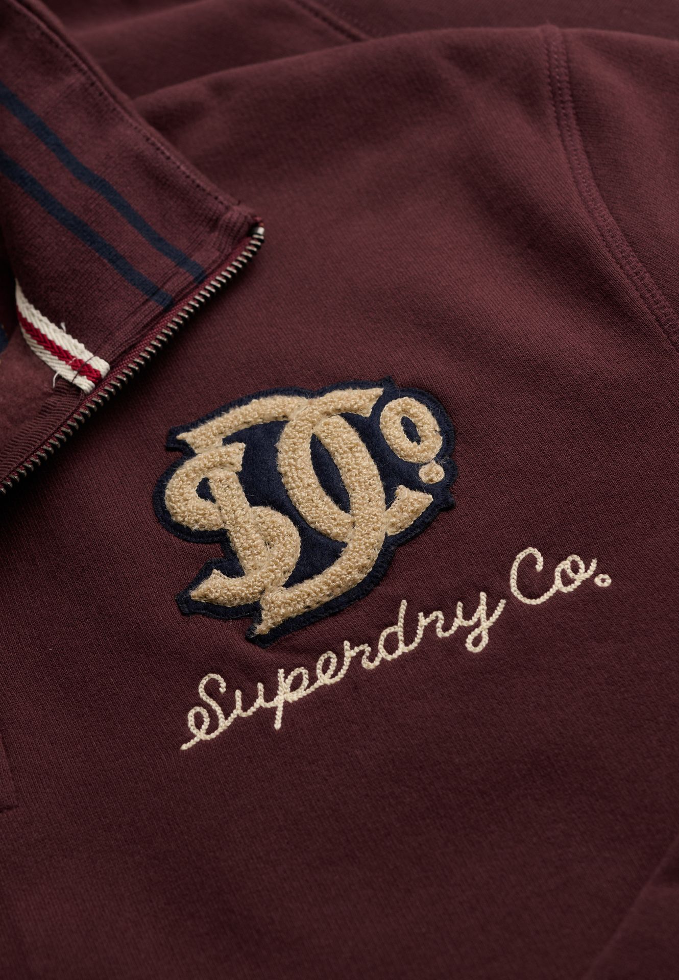 Superdry Vintage Athletic Half Zip Sweatshirt m3y Dark Oxblood 2900168846046
