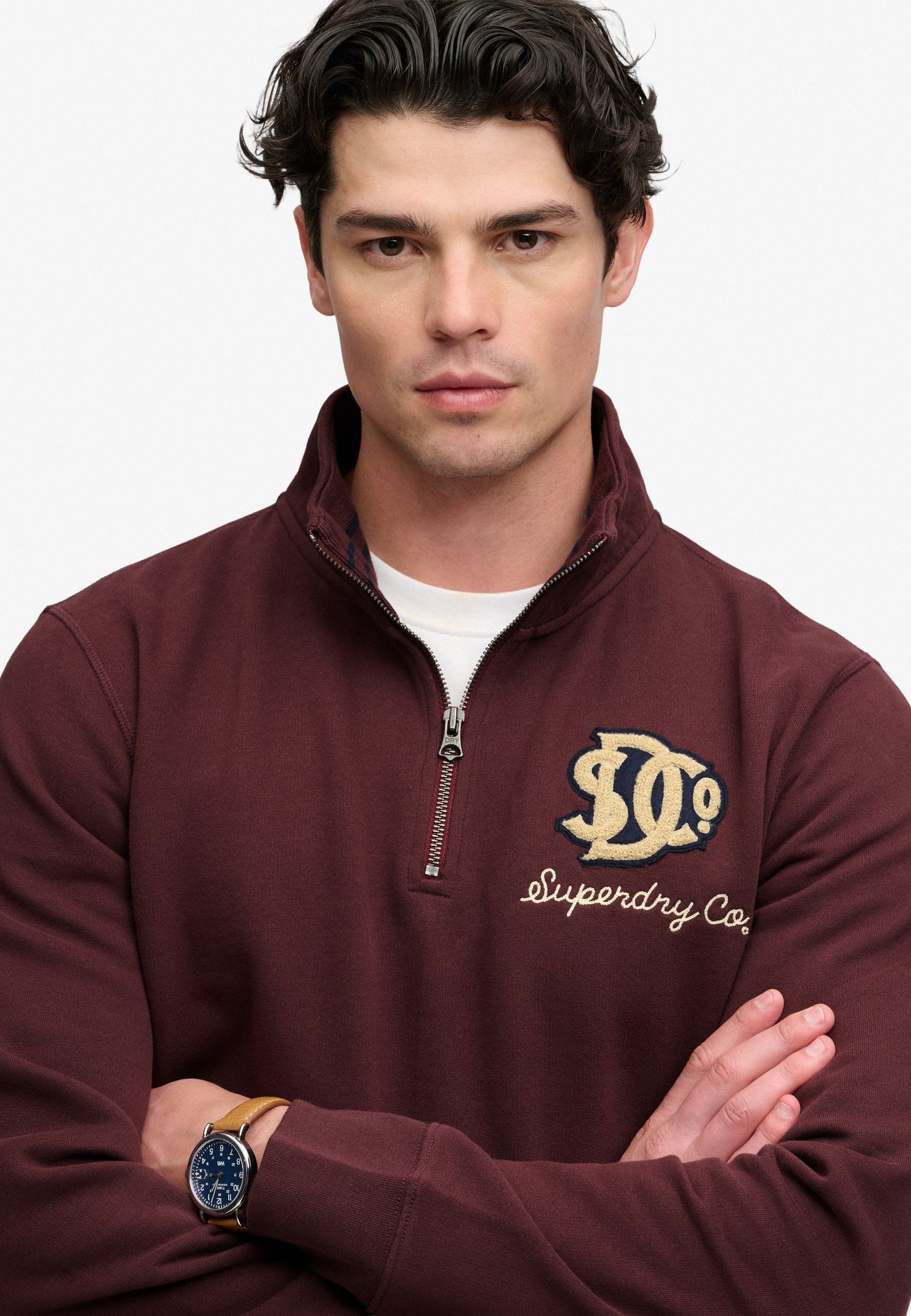 Superdry Vintage Athletic Half Zip Sweatshirt m3y Dark Oxblood 2900168846046