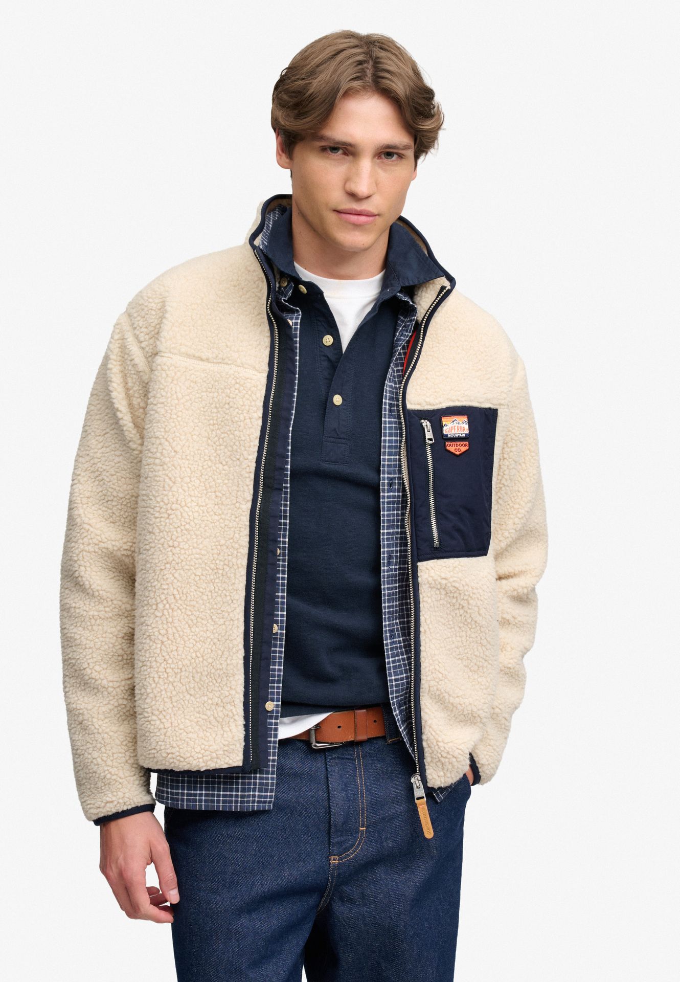 Superdry Vintage Retro Full Zip Fleece m9n Oatmeal/Olive 00119644-EKA26009000000028