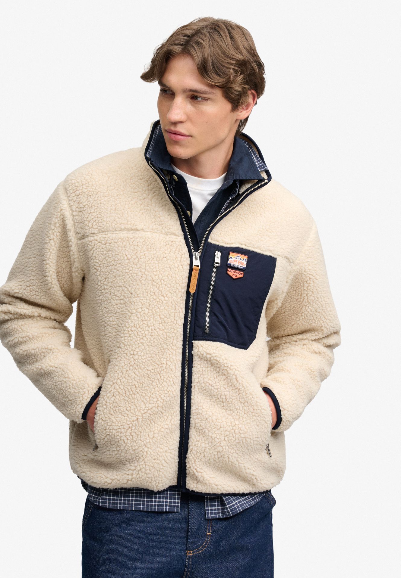 Superdry Vintage Retro Full Zip Fleece m9n Oatmeal/Olive 2900168848071