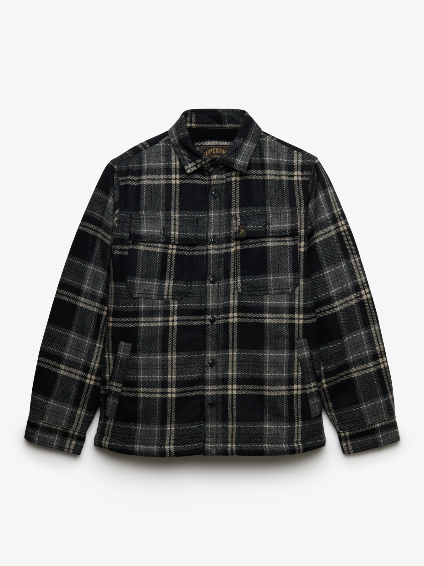 Superdry Borg Lined Miller Overshirt h9t Peyton Check Black 2900168850067