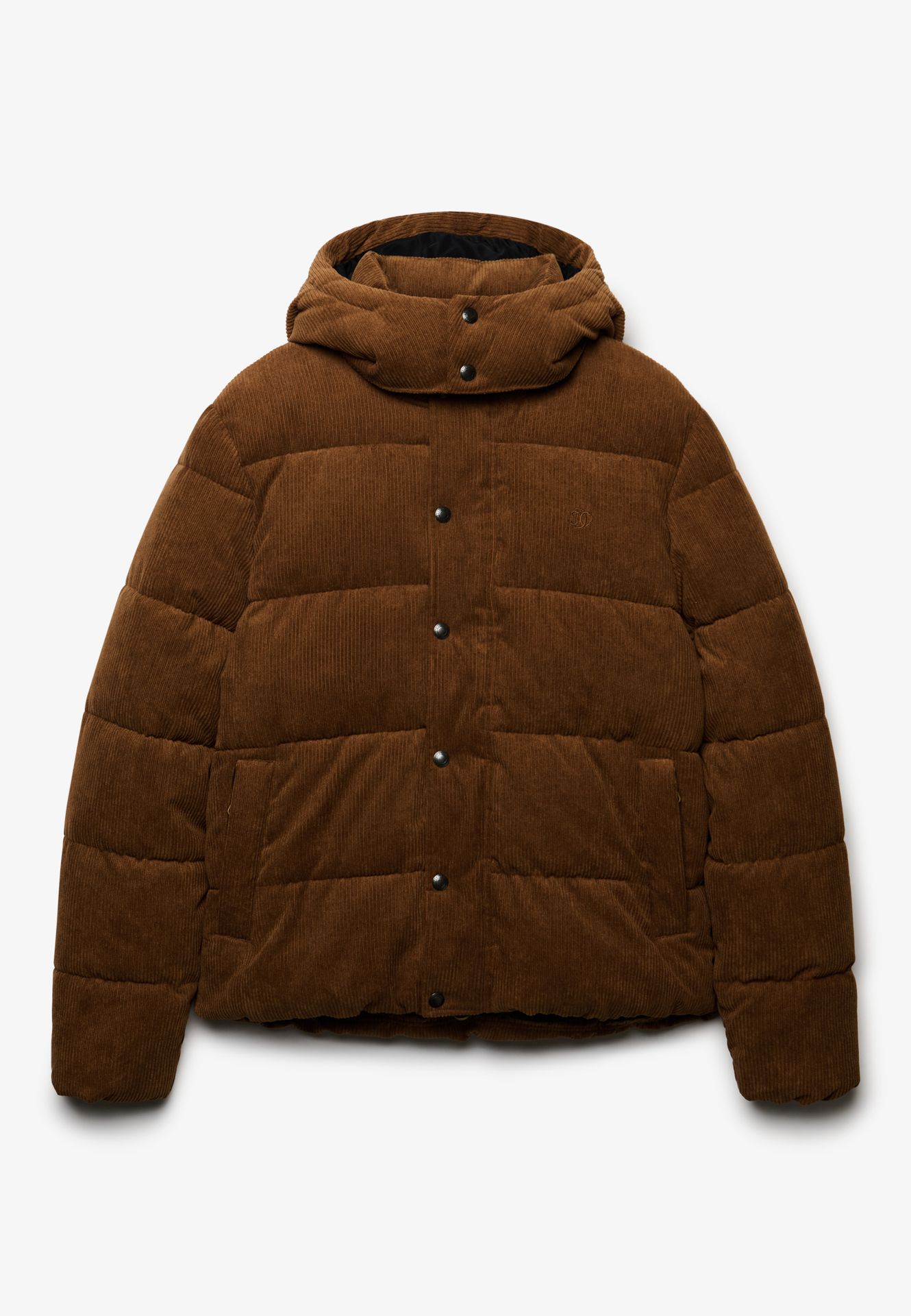 Superdry Premium Hooded Cord Puffer Jacket 1lb Dark Tobacco Brown 2900168851040