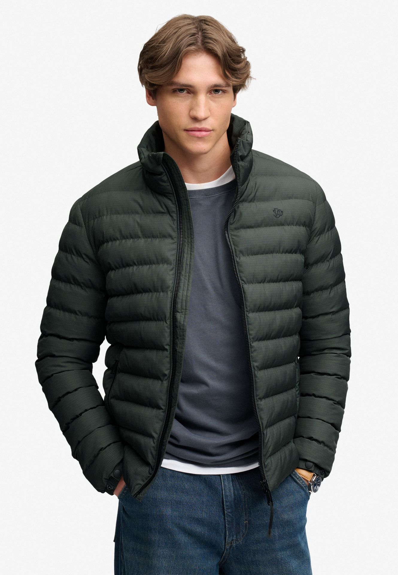 Superdry Fuji Estate Padded Jacket m7p Olive/Navy Check 00119647-EKA26009000000032