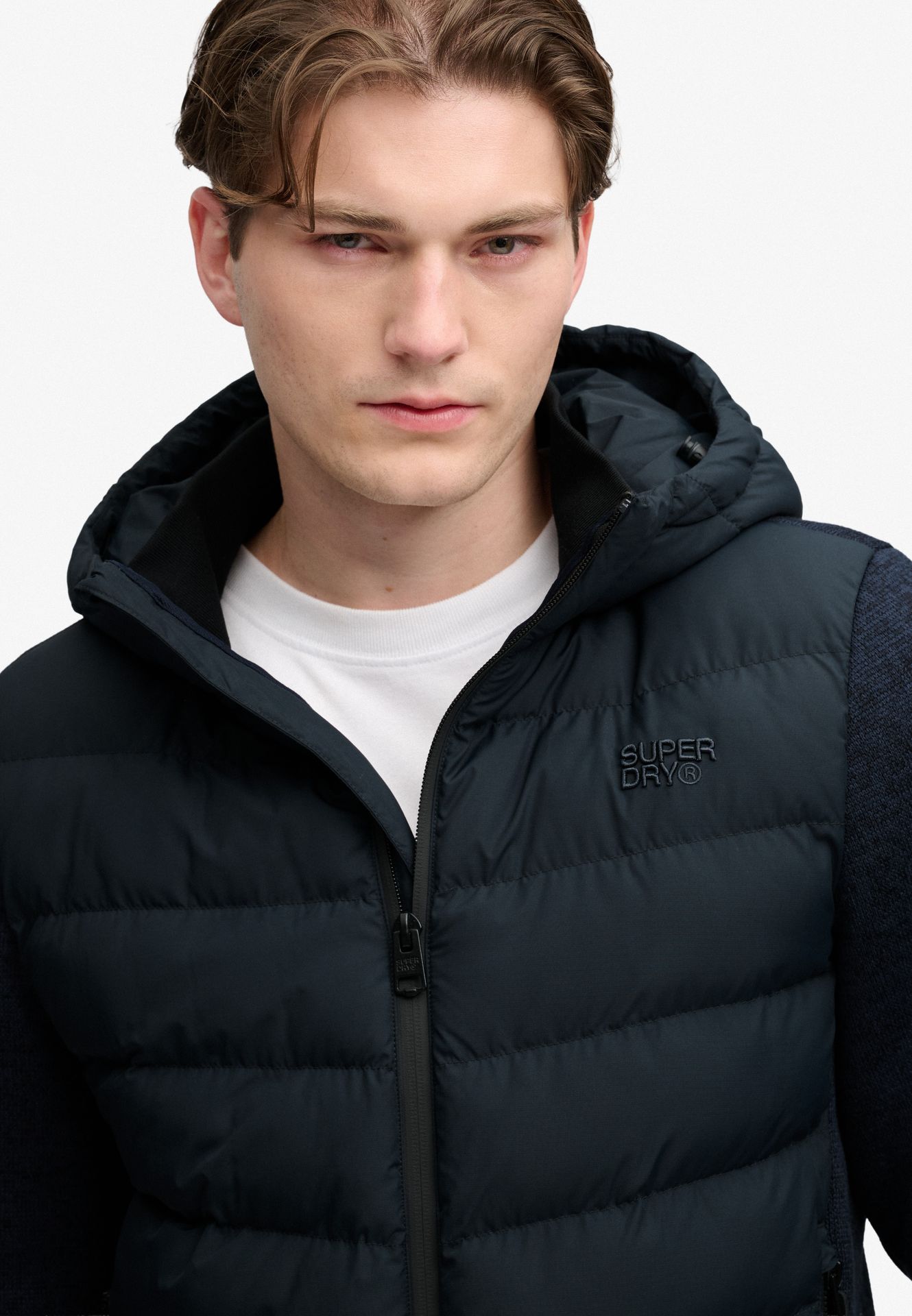 Superdry Hooded Storm Knit Hybrid Jacket 98t ECLIPSE NAVY 2900168854065