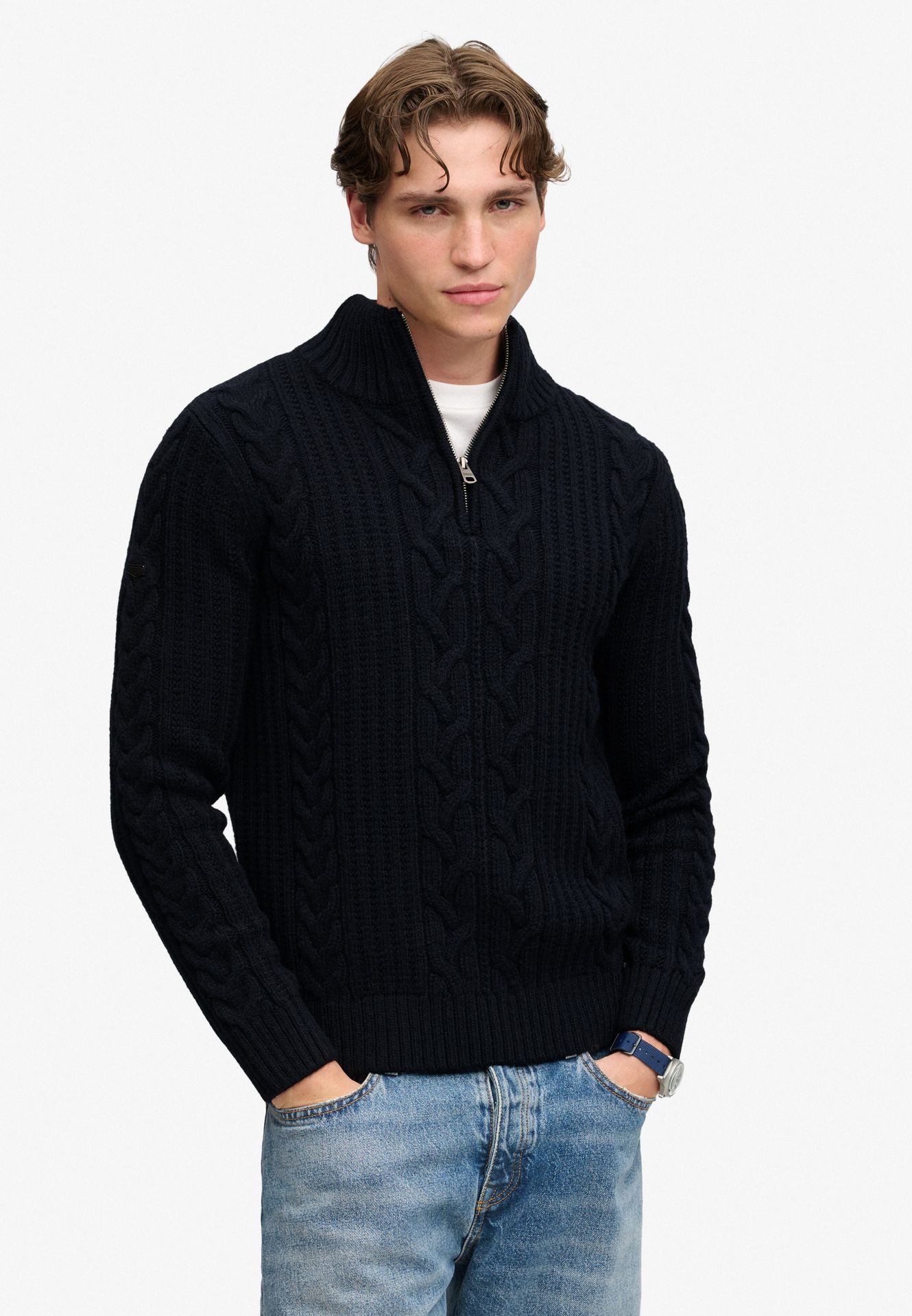 Superdry Jacob Cable Half Zip Knit 98t ECLIPSE NAVY 00119650-EKA26009000000034
