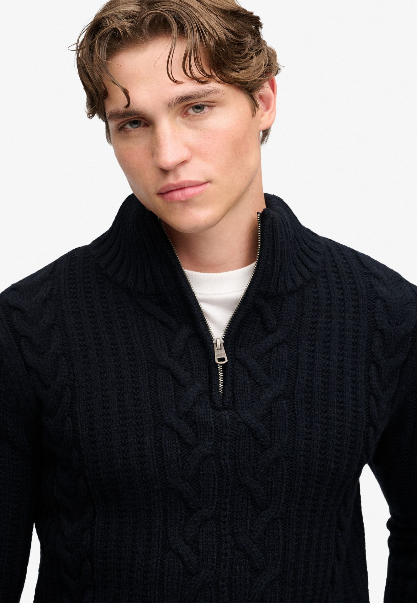 Superdry Jacob Cable Half Zip Knit 98t ECLIPSE NAVY 2900168860073