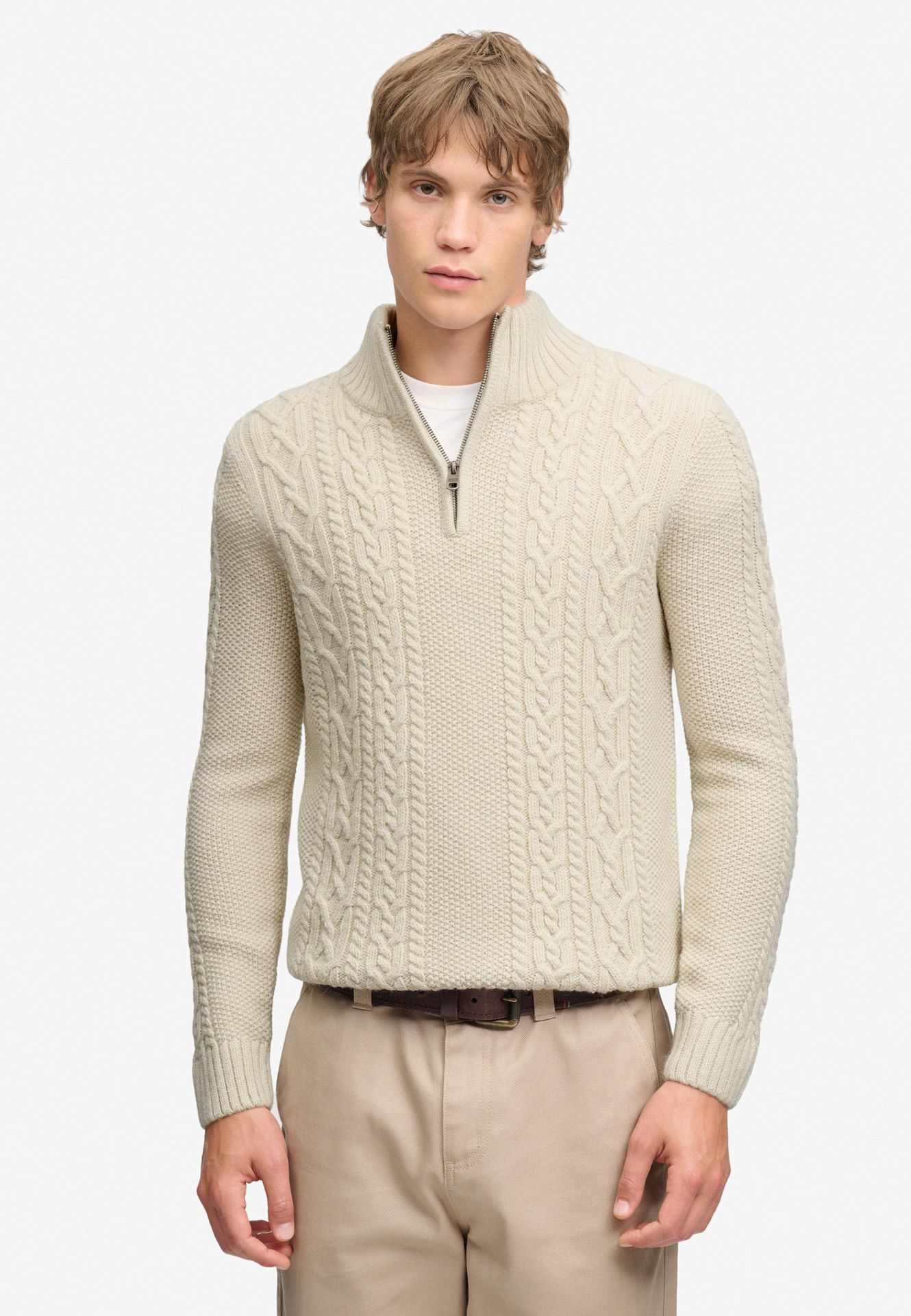 Superdry Jacob Cable Half Zip Knit 39e ECRU 00119650-EKA26009000000037